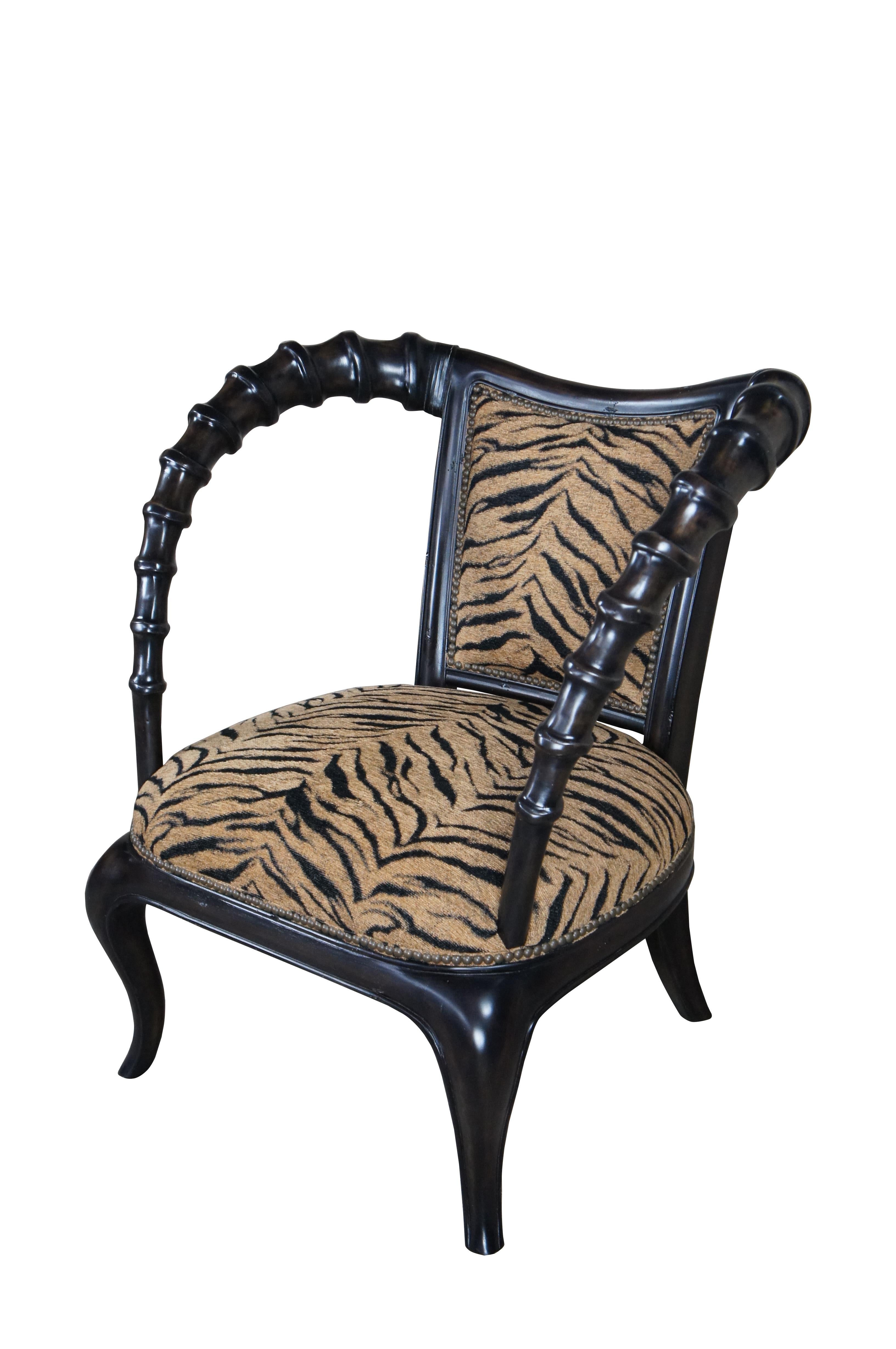 British Colonial Vintage Thomasville Ernest Hemingway Carved African Antelope Horn Armchair