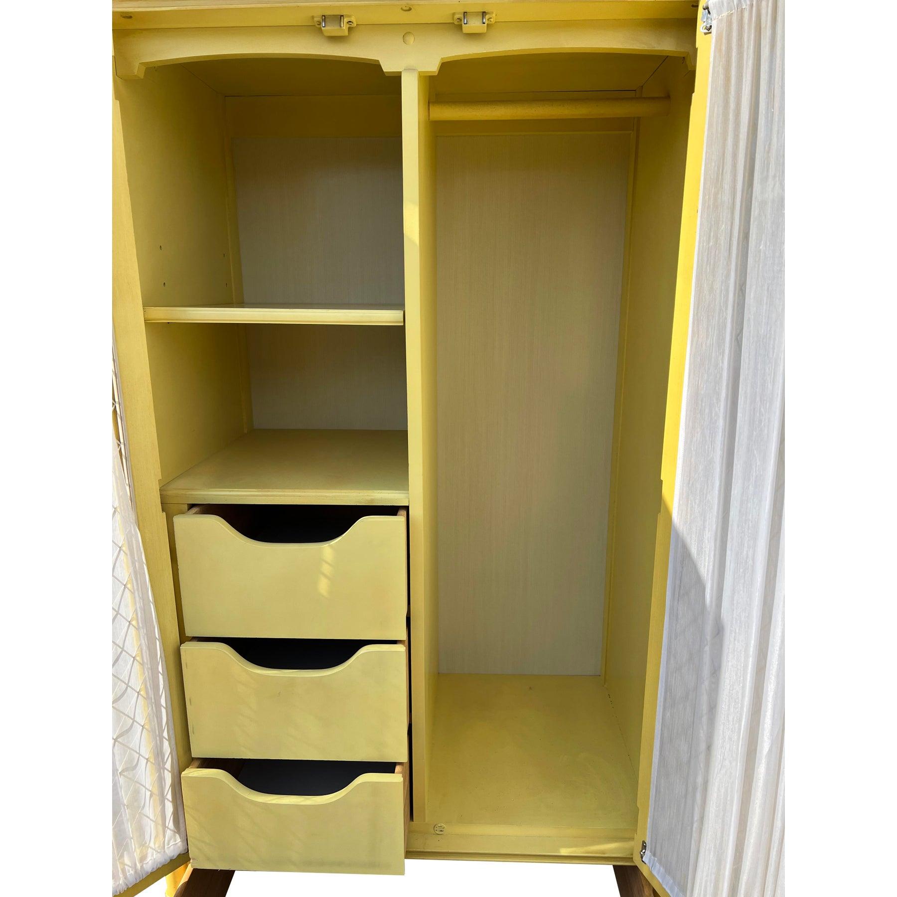 Vintage Thomasville Faux Bamboo Chifforobe Dresser in Coastal Boho Chic Style For Sale 1