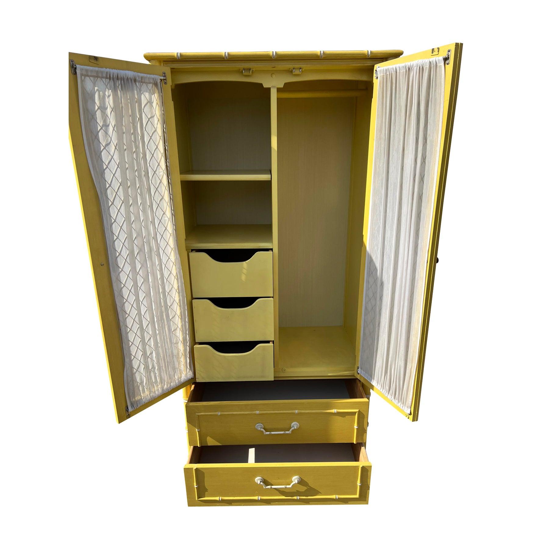 Vintage Thomasville Faux Bamboo Chifforobe Dresser in Coastal Boho Chic Style For Sale 3