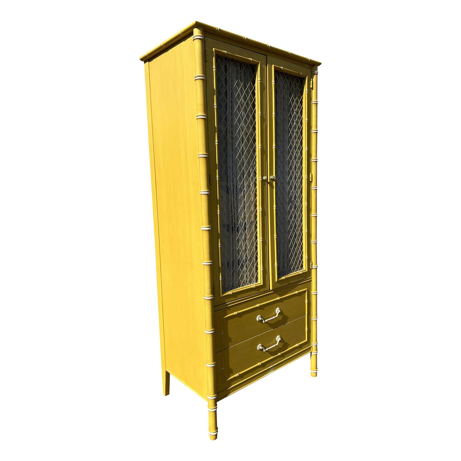 Vintage Thomasville Faux Bamboo Chifforobe Dresser in Coastal Boho Chic Style For Sale 4