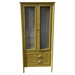 Commode vintage Thomasville en faux bambou de style Boho Chic côtier