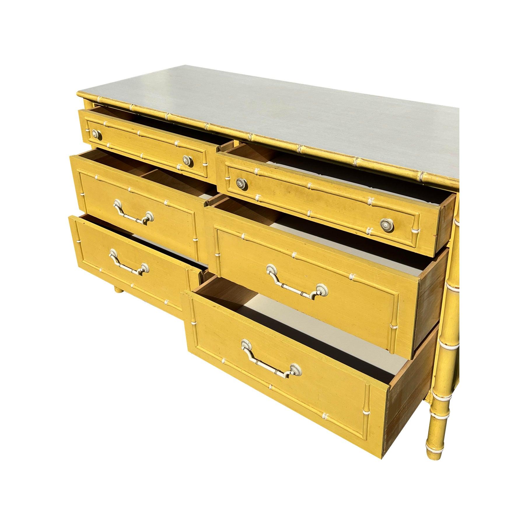 Vintage Thomasville Faux Bamboo Dresser Credenza Coastal Boho Chic Style For Sale 2