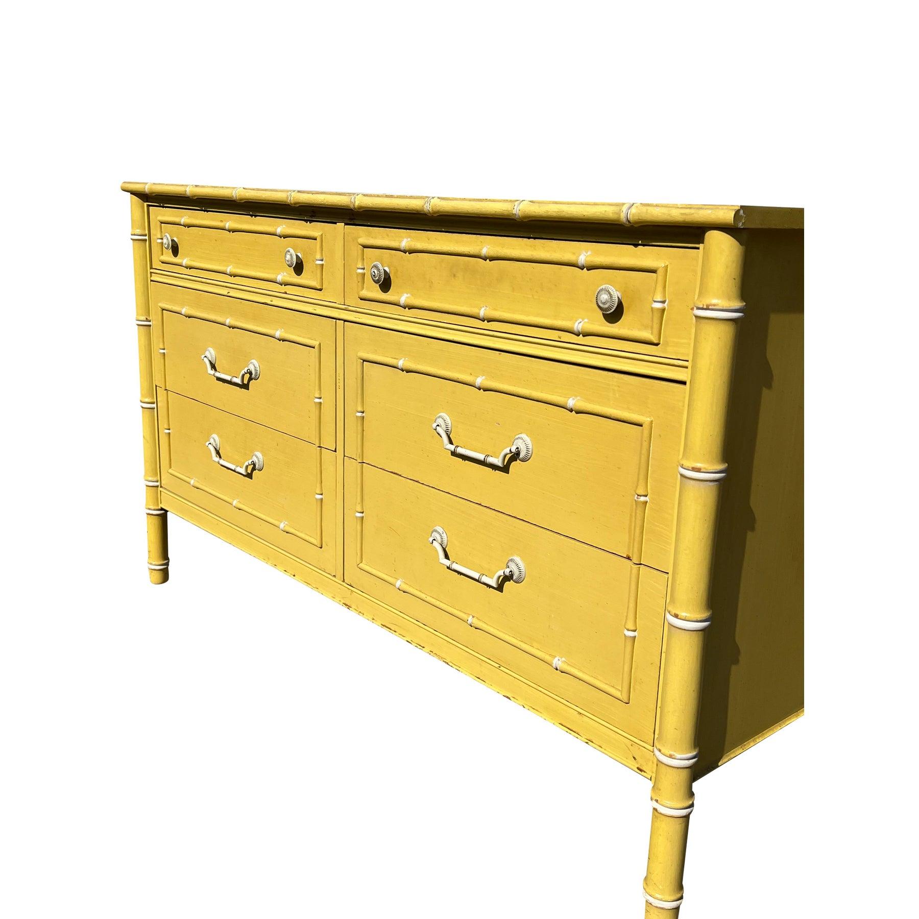 Vintage Thomasville Faux Bamboo Dresser Credenza Coastal Boho Chic Style For Sale 3