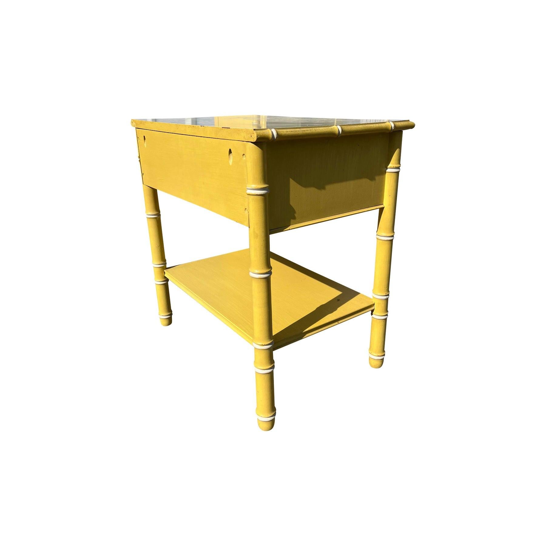 American Vintage Thomasville Faux Bamboo Nightstand in Coastal Boho Chic Style For Sale