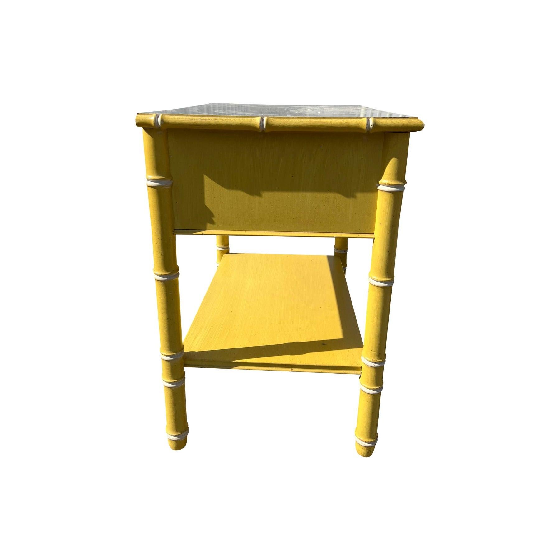 Late 20th Century Vintage Thomasville Faux Bamboo Nightstand in Coastal Boho Chic Style For Sale