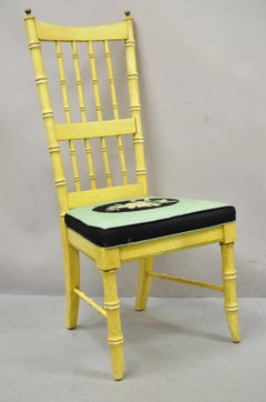 Vintage Thomasville Hollywood Regency Yellow Faux Bamboo Dining Chair - Set of 6