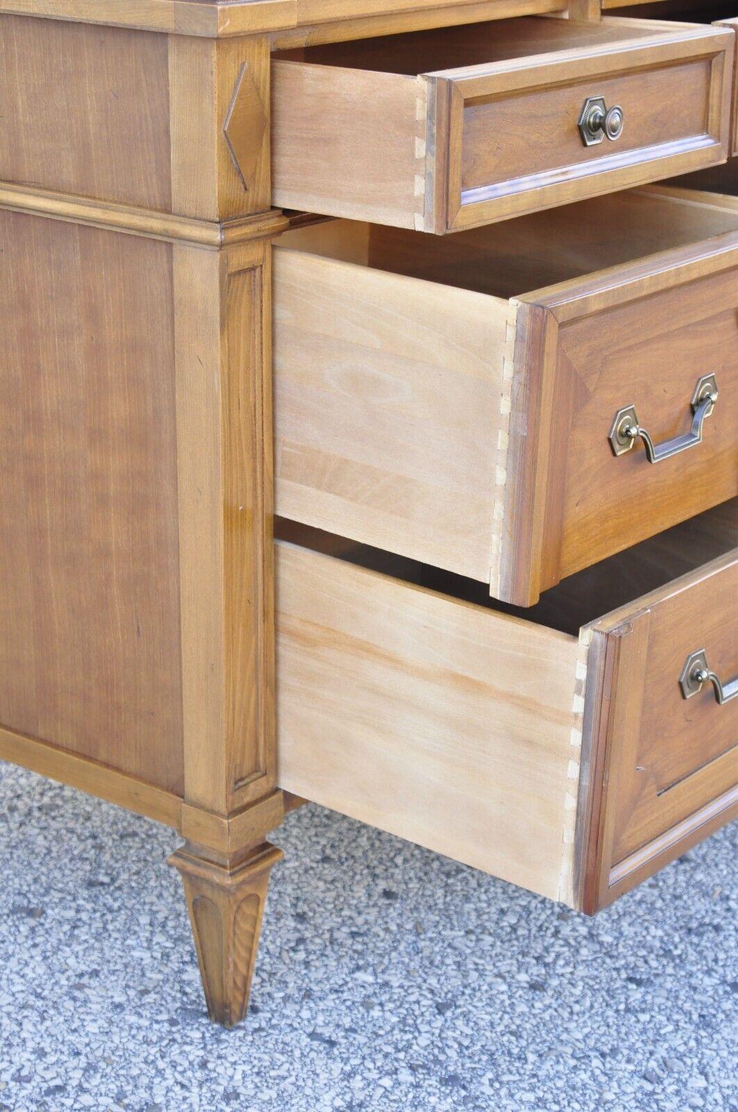 Vintage Thomasville Italian Provincial Style Walnut 9 Drawer Triple Dresser 4