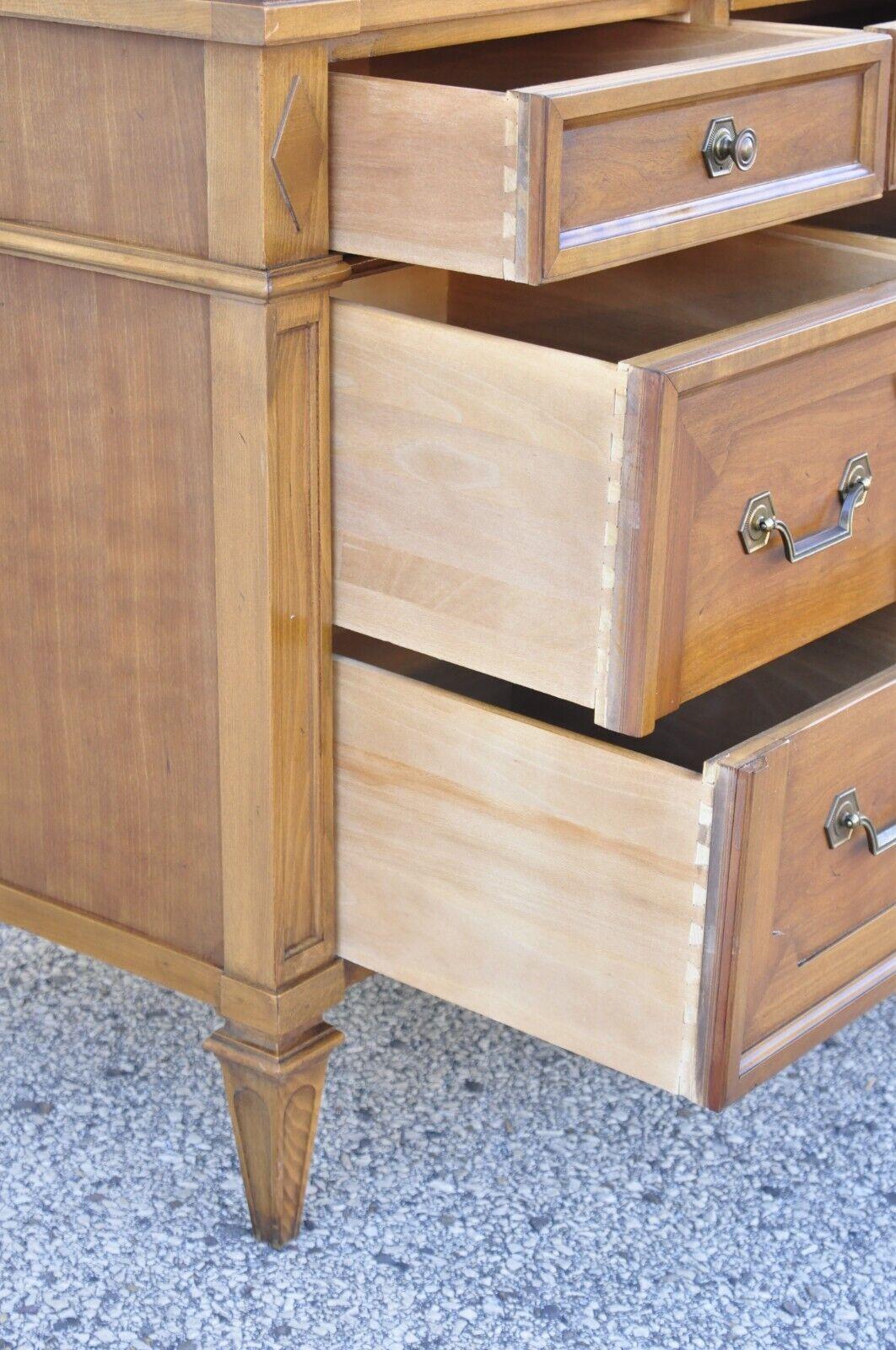 Vintage Thomasville Italian Provincial Style Walnut 9 Drawer Triple Dresser 4