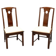Retro THOMASVILLE Mahogany Asian Chinoiserie Dining Side Chairs - Pair
