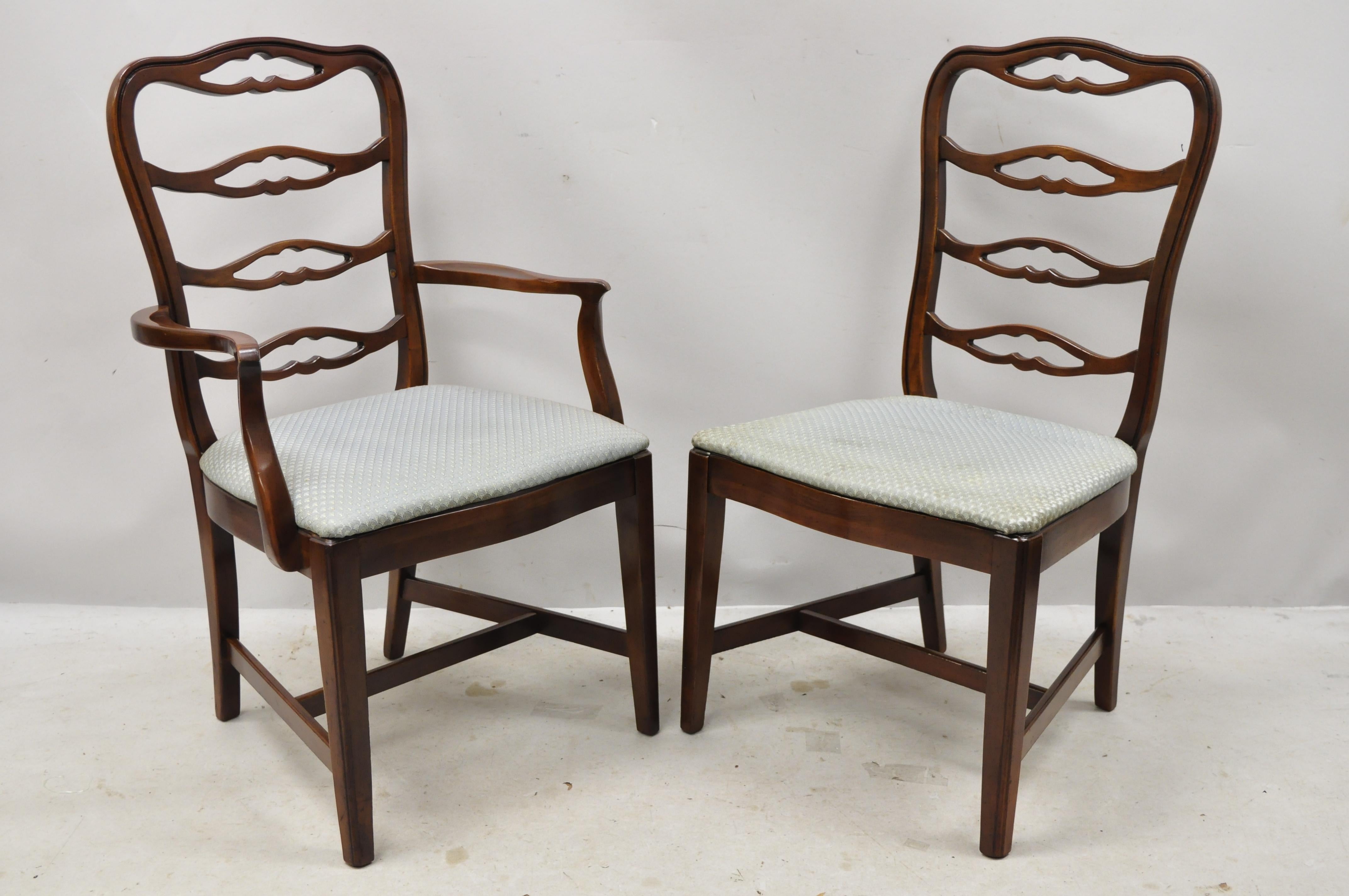 Vintage Thomasville Mahogany Ladderback Ribbon Back Dining Chairs, Set of 6 7