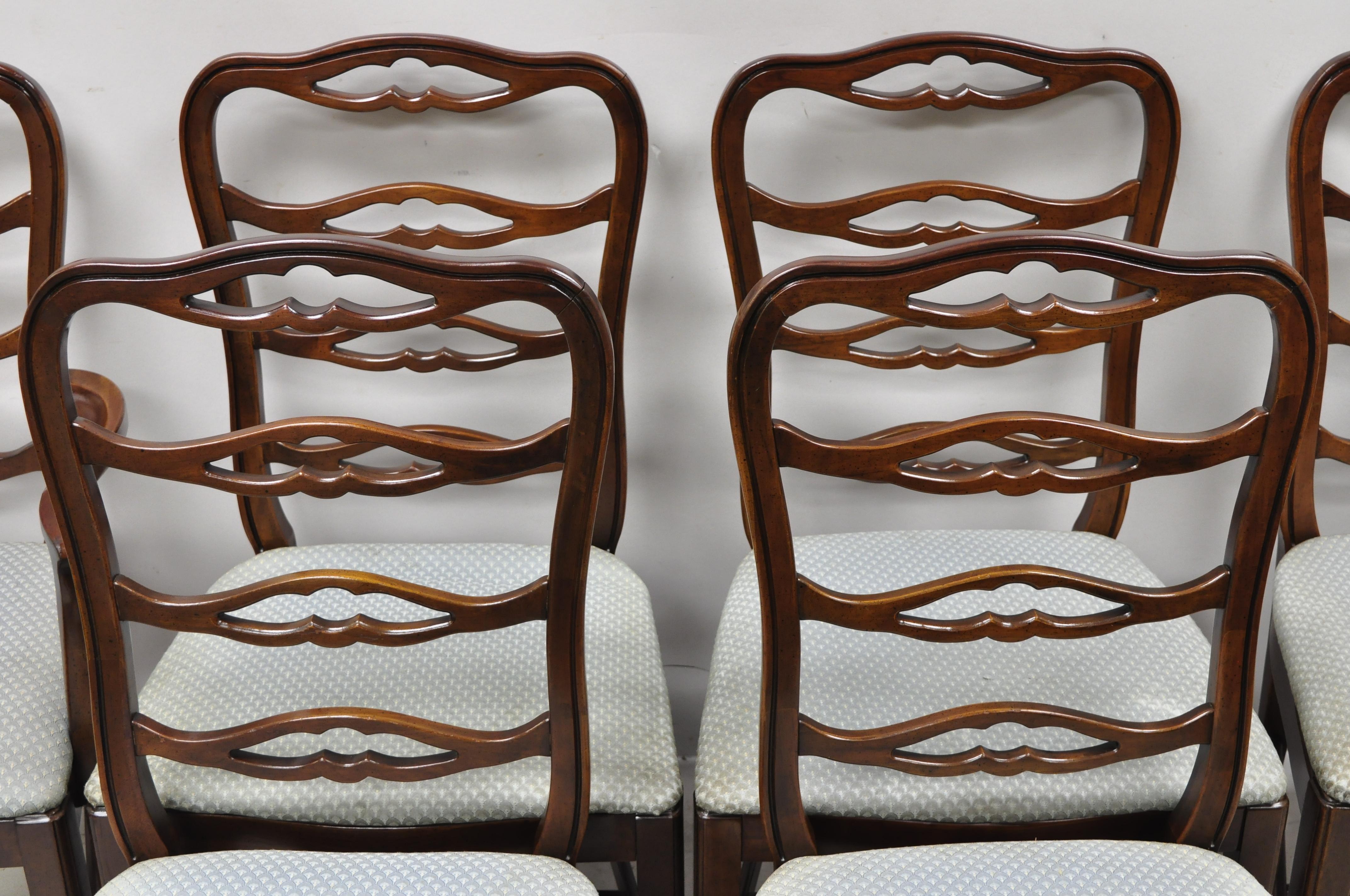 North American Vintage Thomasville Mahogany Ladderback Ribbon Back Dining Chairs, Set of 6
