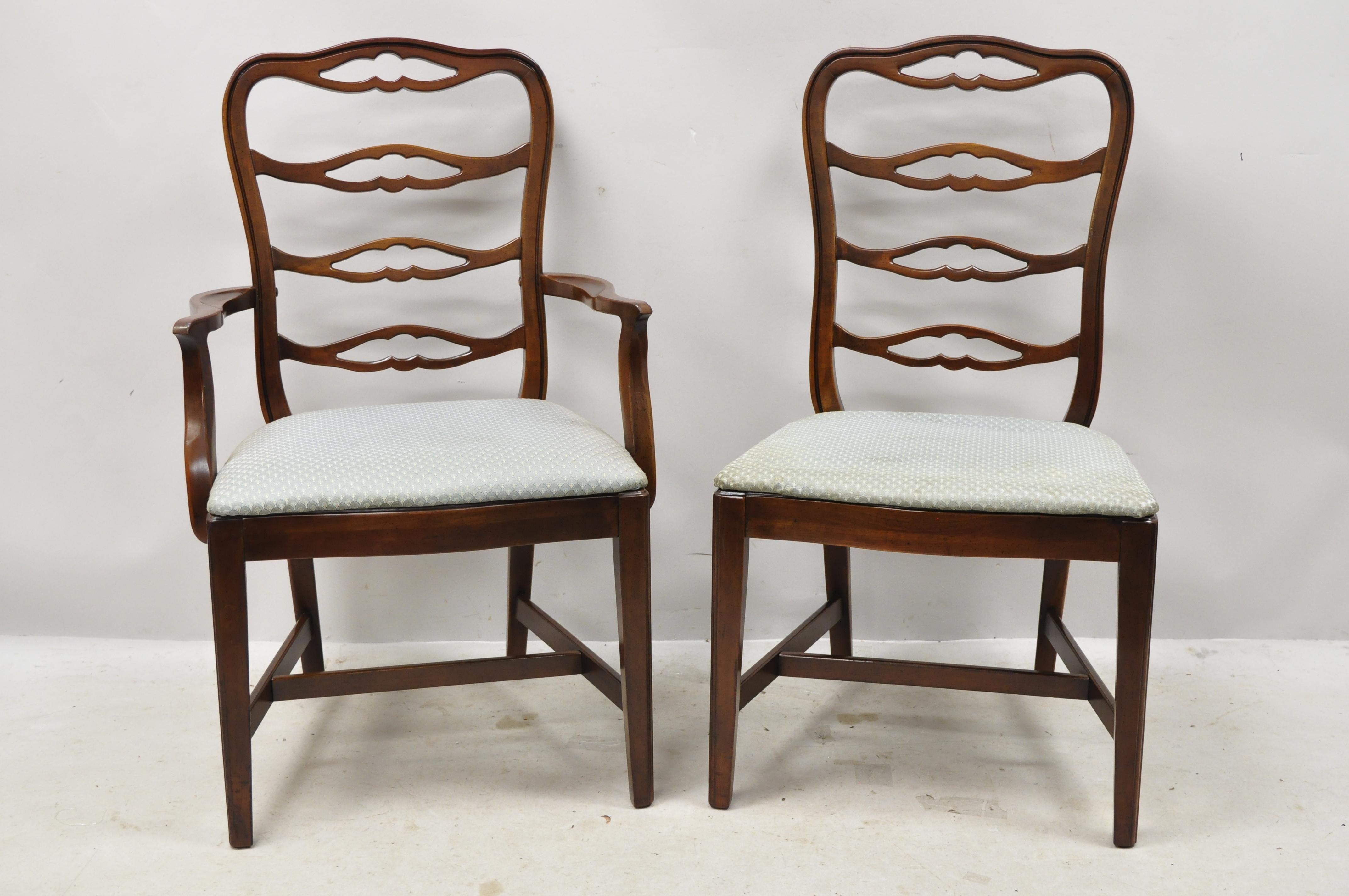 Vintage Thomasville Mahogany Ladderback Ribbon Back Dining Chairs, Set of 6 In Good Condition In Philadelphia, PA
