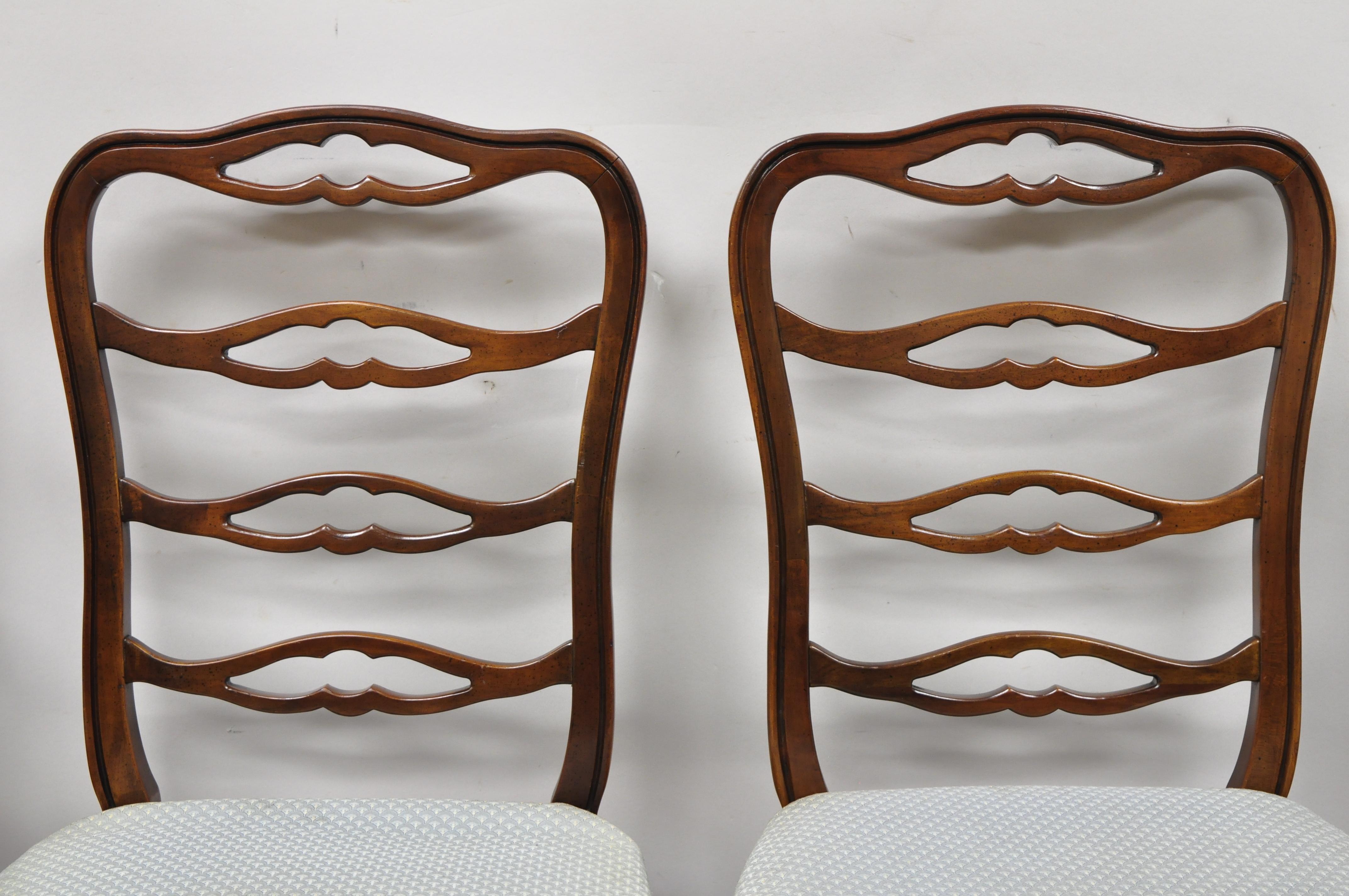20th Century Vintage Thomasville Mahogany Ladderback Ribbon Back Dining Chairs, Set of 6