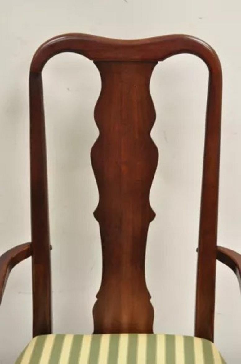 Unknown Vintage Thomasville Queen Anne Style Cherry Wood Dinning Arm Chairs - a Pair For Sale