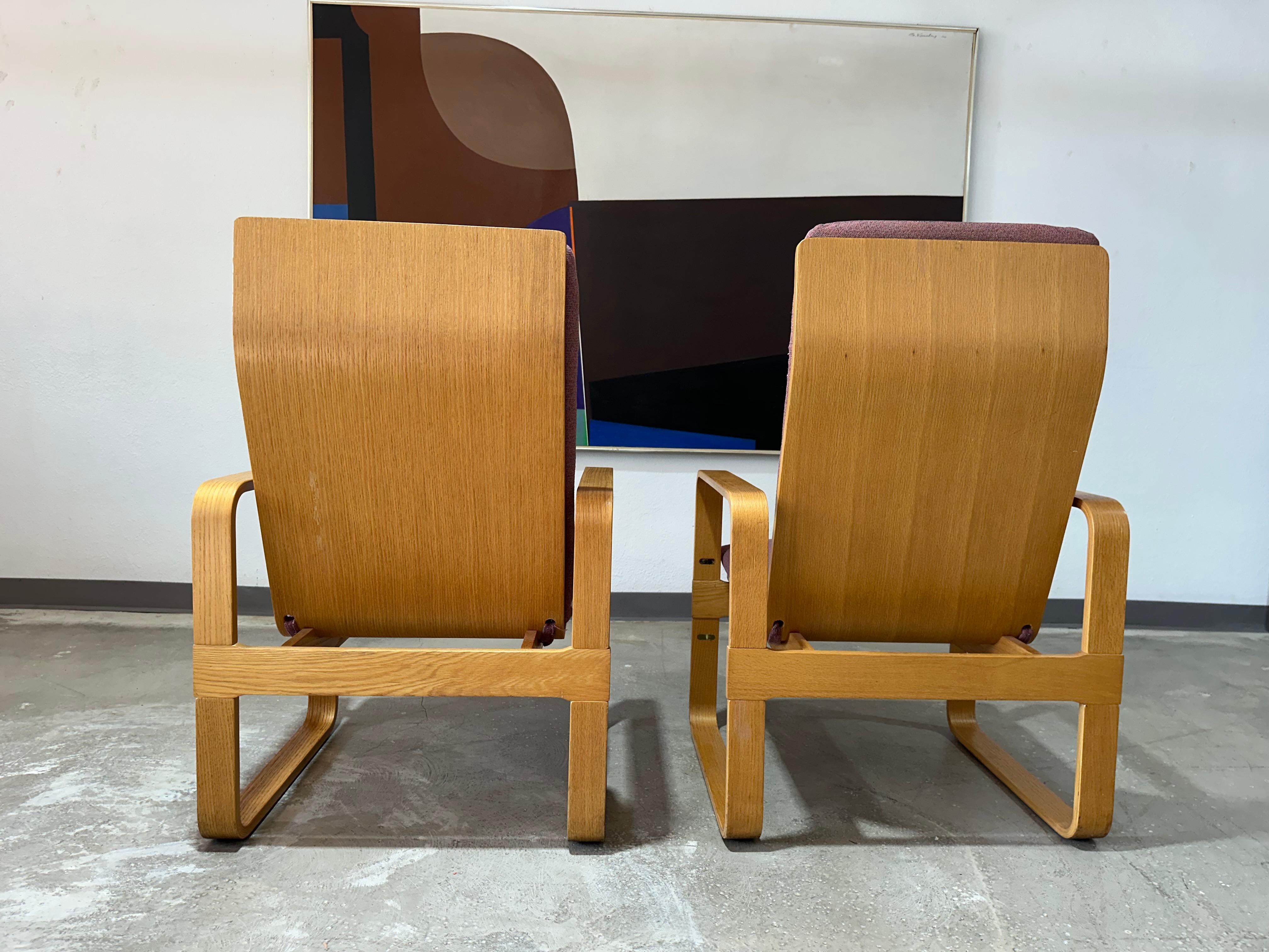 German Vintage Thonet Beech Bentwood Lounge Chairs, a Pair For Sale