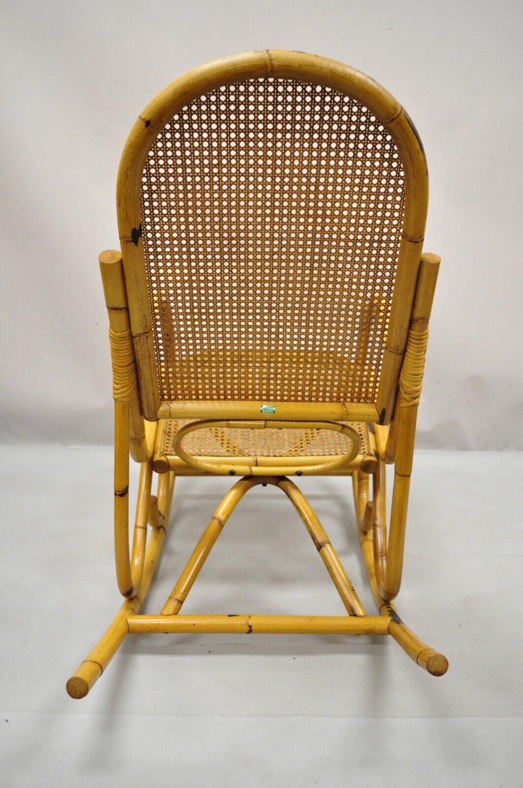 Vintage Thonet Bentwood and Rattan Cane Rocker Rocking Chair by Cerda 2