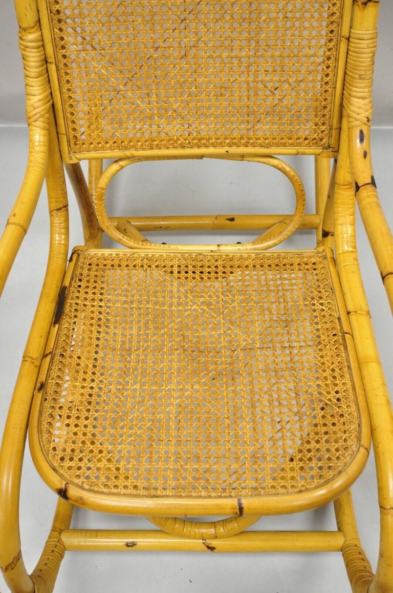Vintage Thonet Bentwood and Rattan Cane Rocker Rocking Chair by Cerda ...