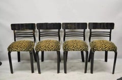 Vintage Thonet Bentwood Black Painted Dining Room Set, Table 4 Chairs - 5 Pc Set
