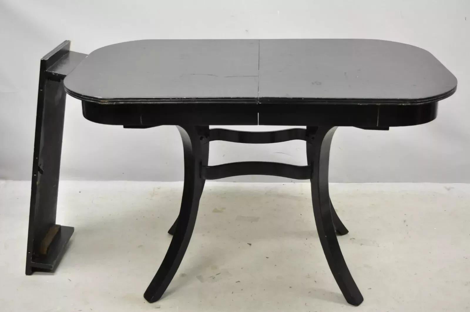 Mid-Century Modern Vintage Thonet Bentwood Black Painted Dining Room Set, Table 4 Chairs - 5 Pc Set For Sale