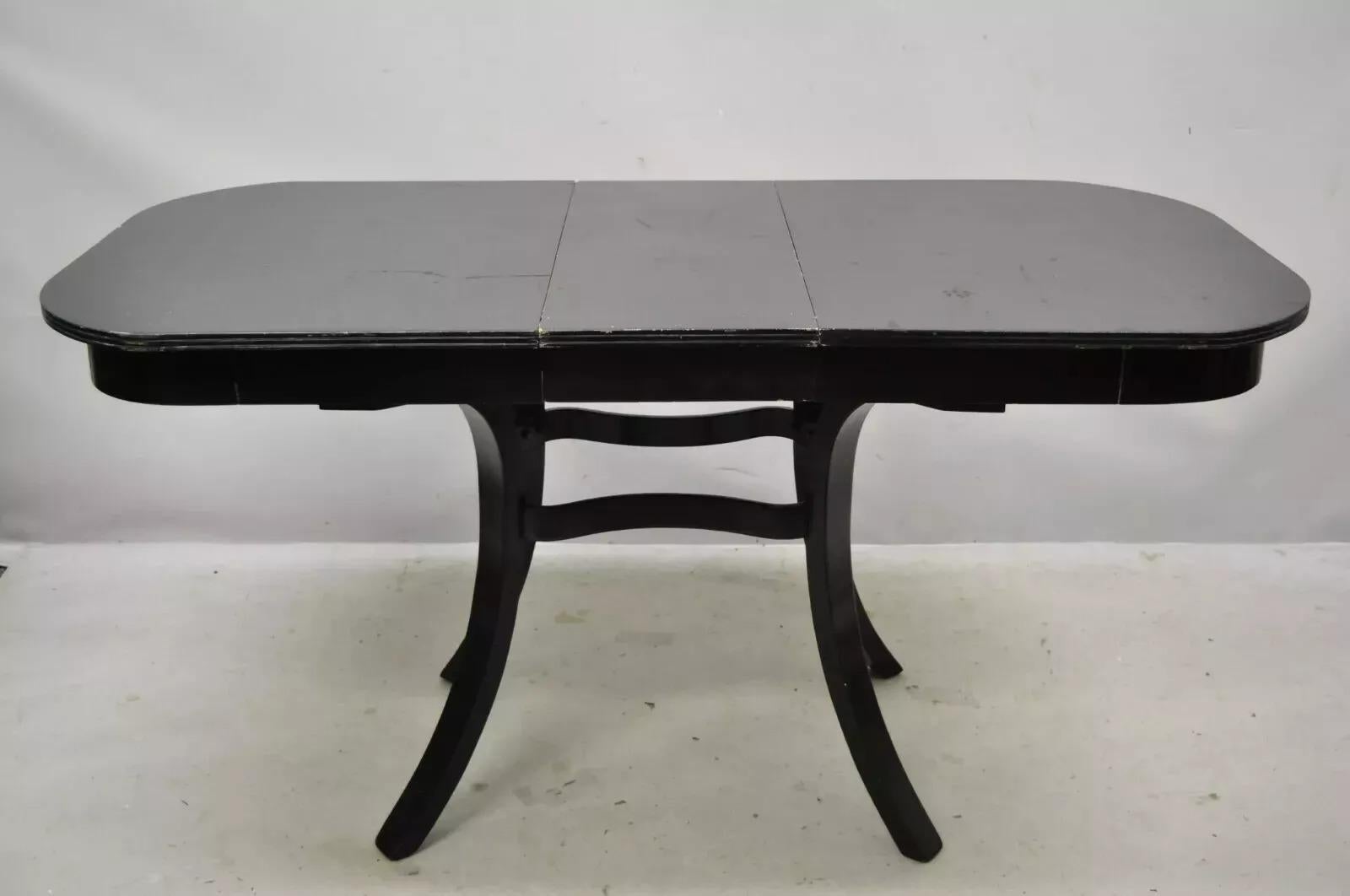 Fabric Vintage Thonet Bentwood Black Painted Dining Room Set, Table 4 Chairs - 5 Pc Set For Sale