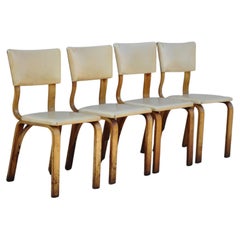 Vintage Thonet Bentwood Dining Chairs with Beige Vinyl Seats, Set of 4