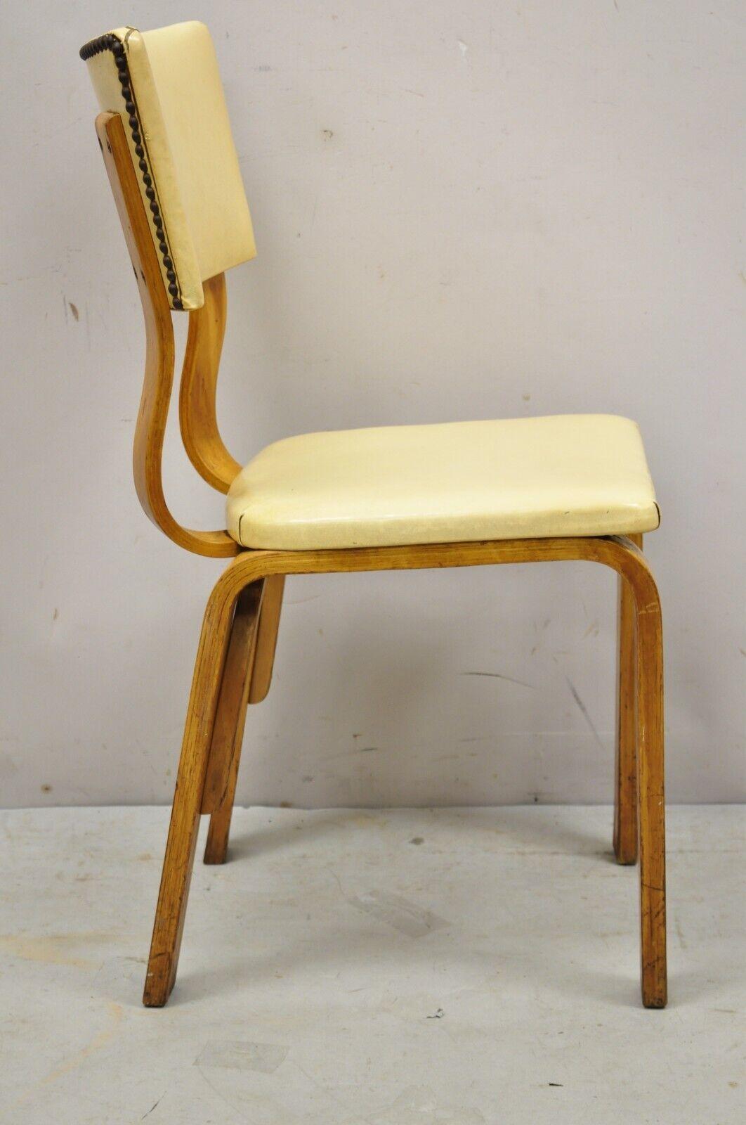 Vintage Thonet Bentwood Dining Side Chair with Beige Vinyl Seat 5