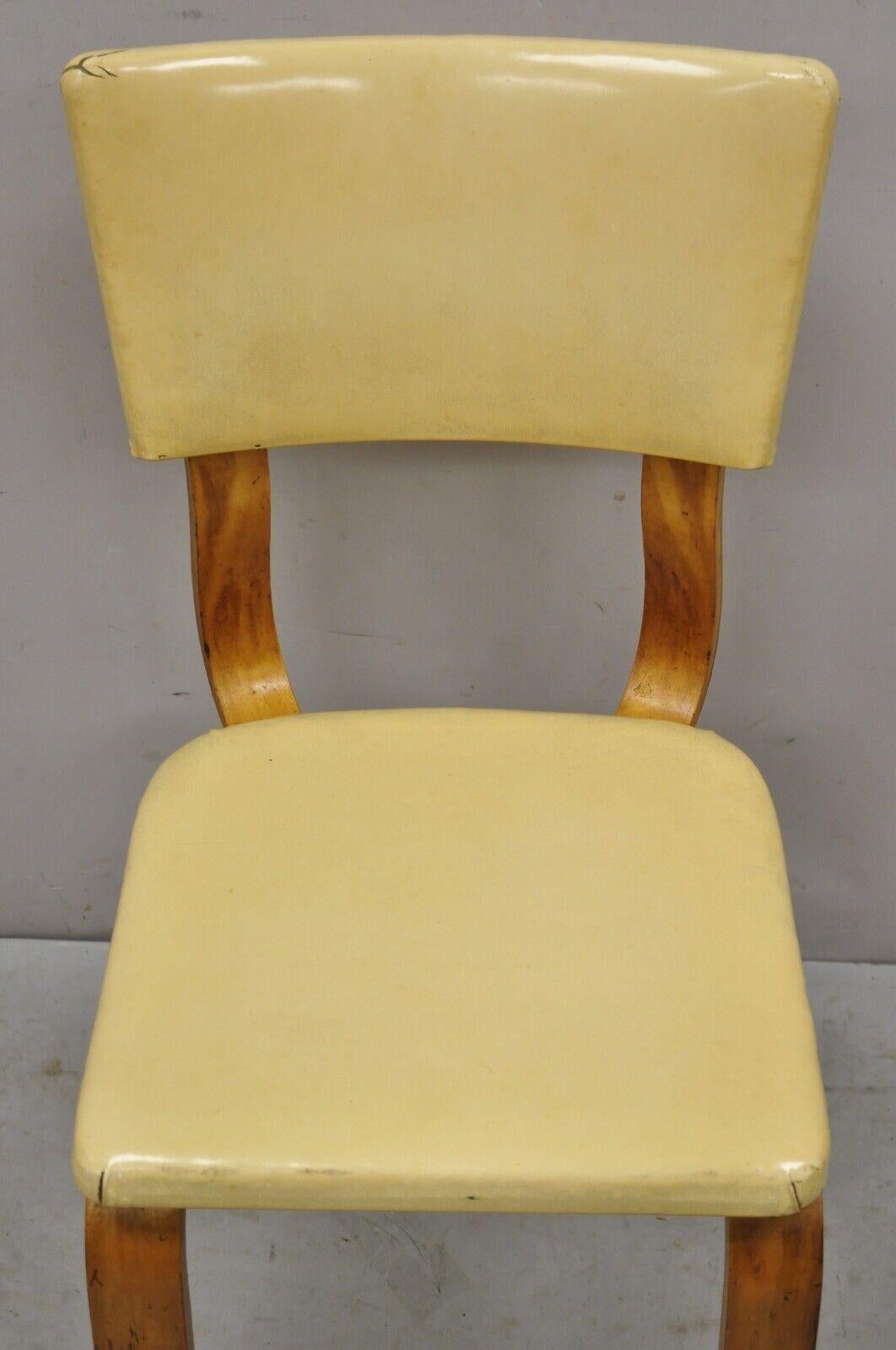 Vintage Thonet Bentwood Dining Side Chair with Beige Vinyl Seat In Good Condition In Philadelphia, PA