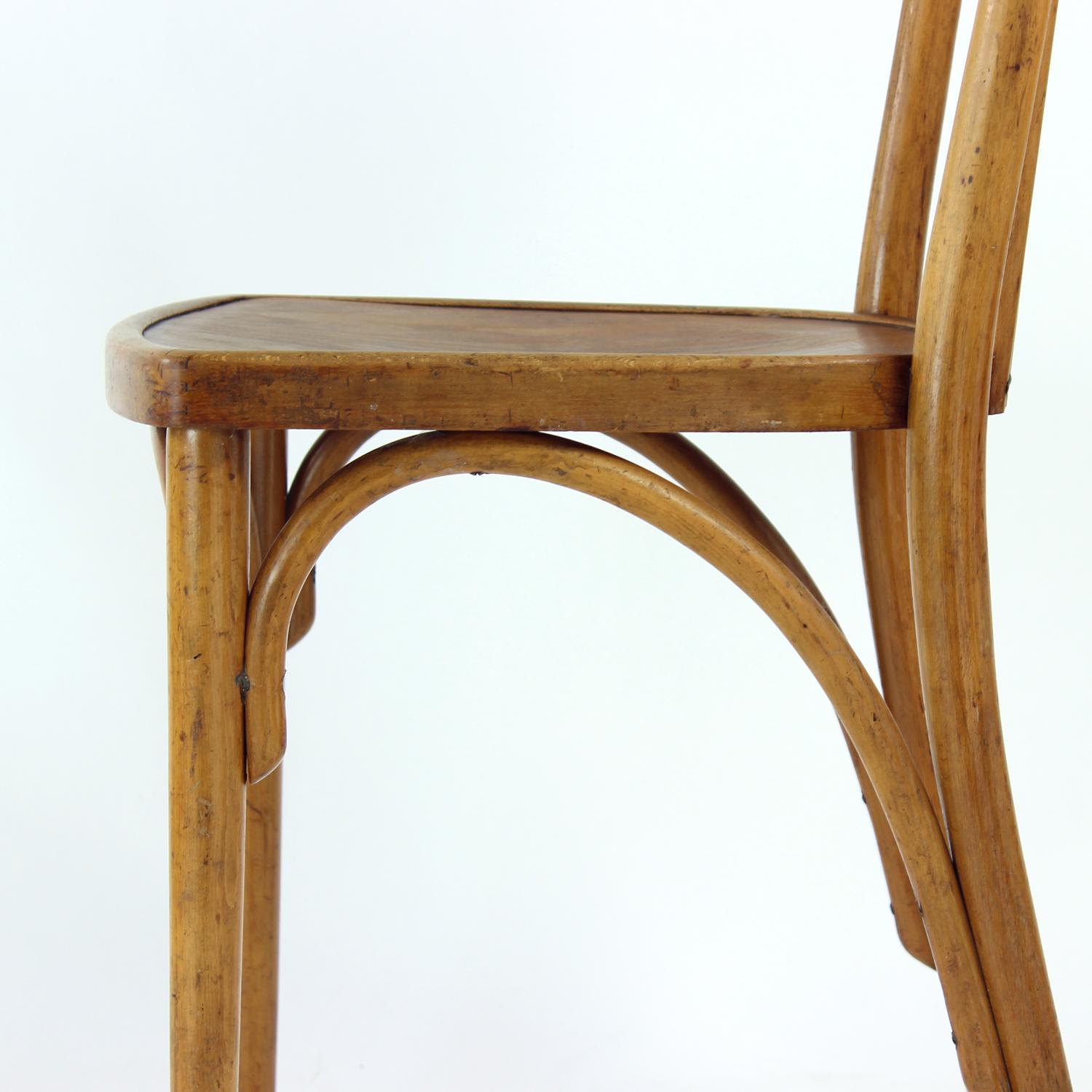 Sedia Thonet vintage in legno di quercia con etichetta originale, Cecoslovacchia, anni '20 in vendita 6
