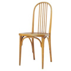 Vintage Thonet Bentwood Oak Chair With Original Label, Czechoslovakia, 1920s