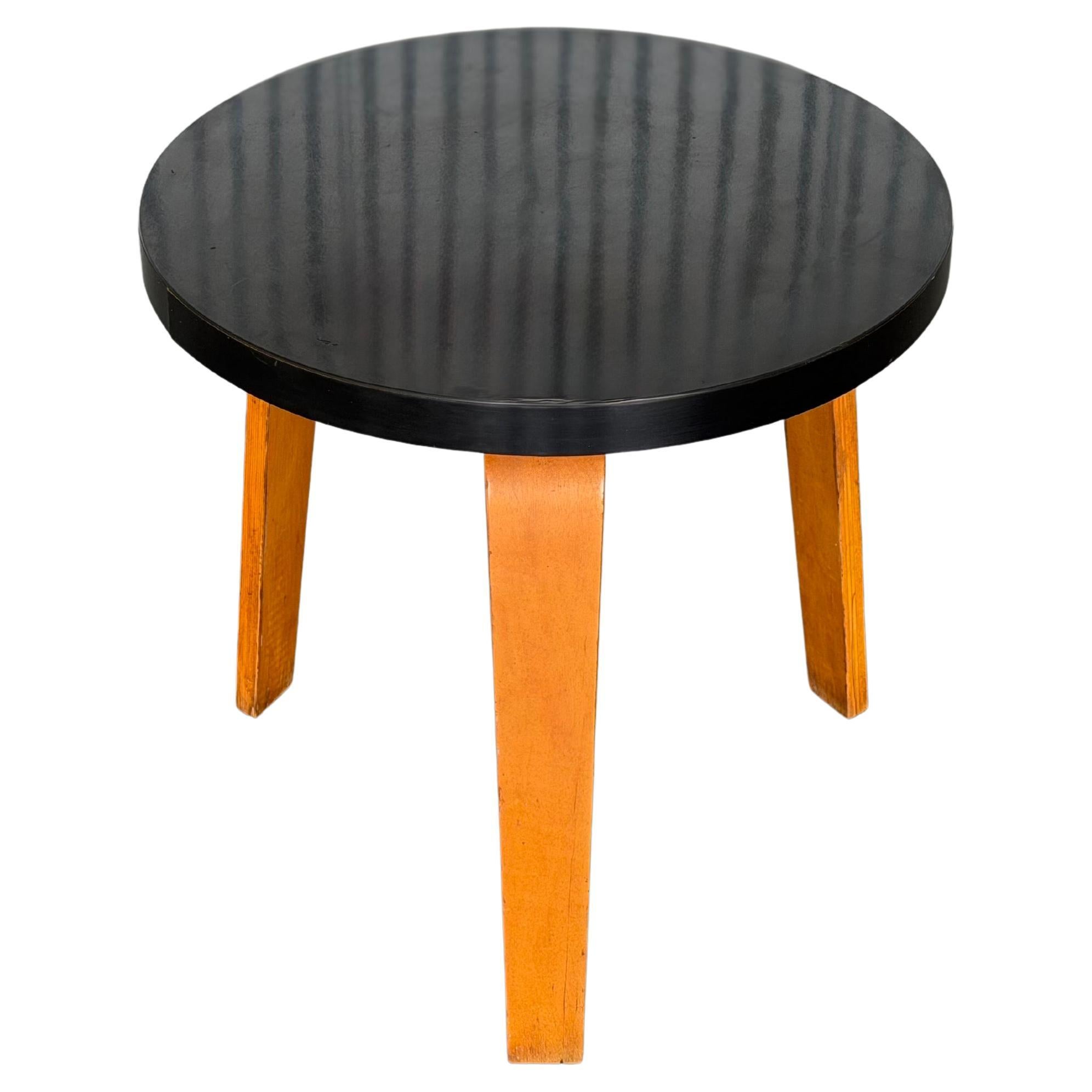Vintage Thonet Bentwood Side Table with Black Laminate Top - After Alvar Aalto
