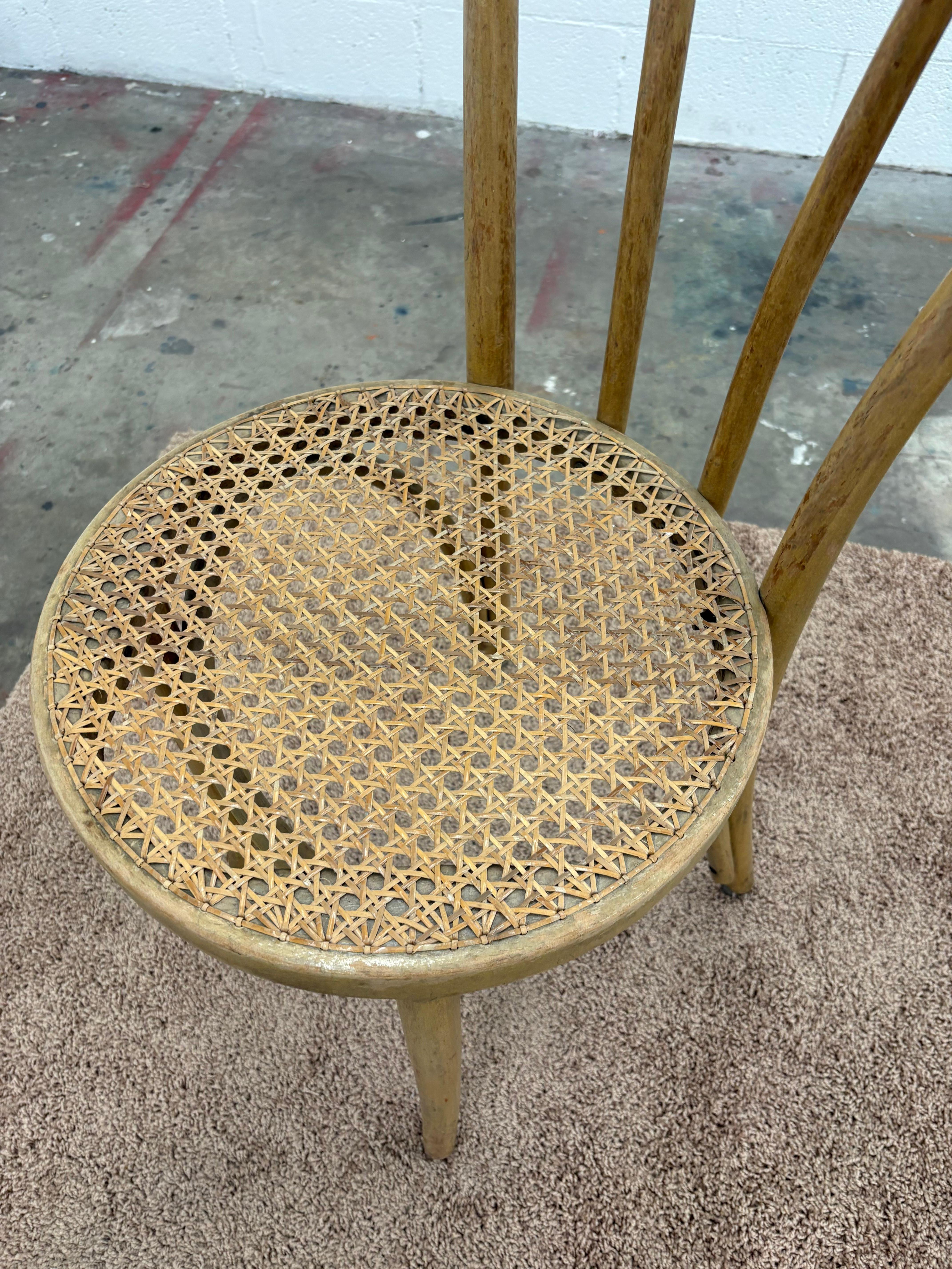 Vintage Thonet Bistro Cafe Dining Chair Bentwood and Cane attributed to Thonet In Good Condition In Los Angeles, CA
