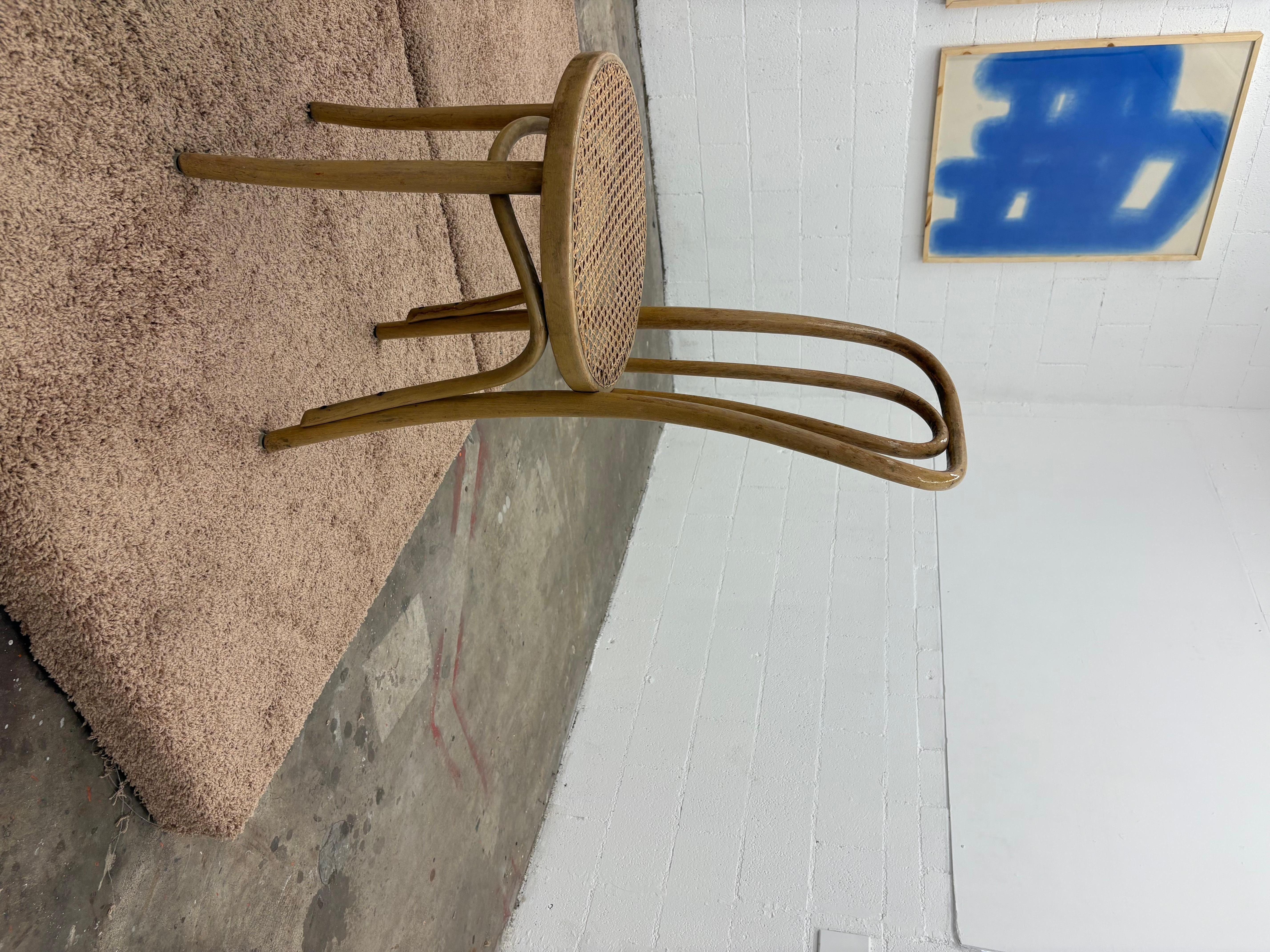 Mid-20th Century Vintage Thonet Bistro Cafe Dining Chair Bentwood and Cane attributed to Thonet