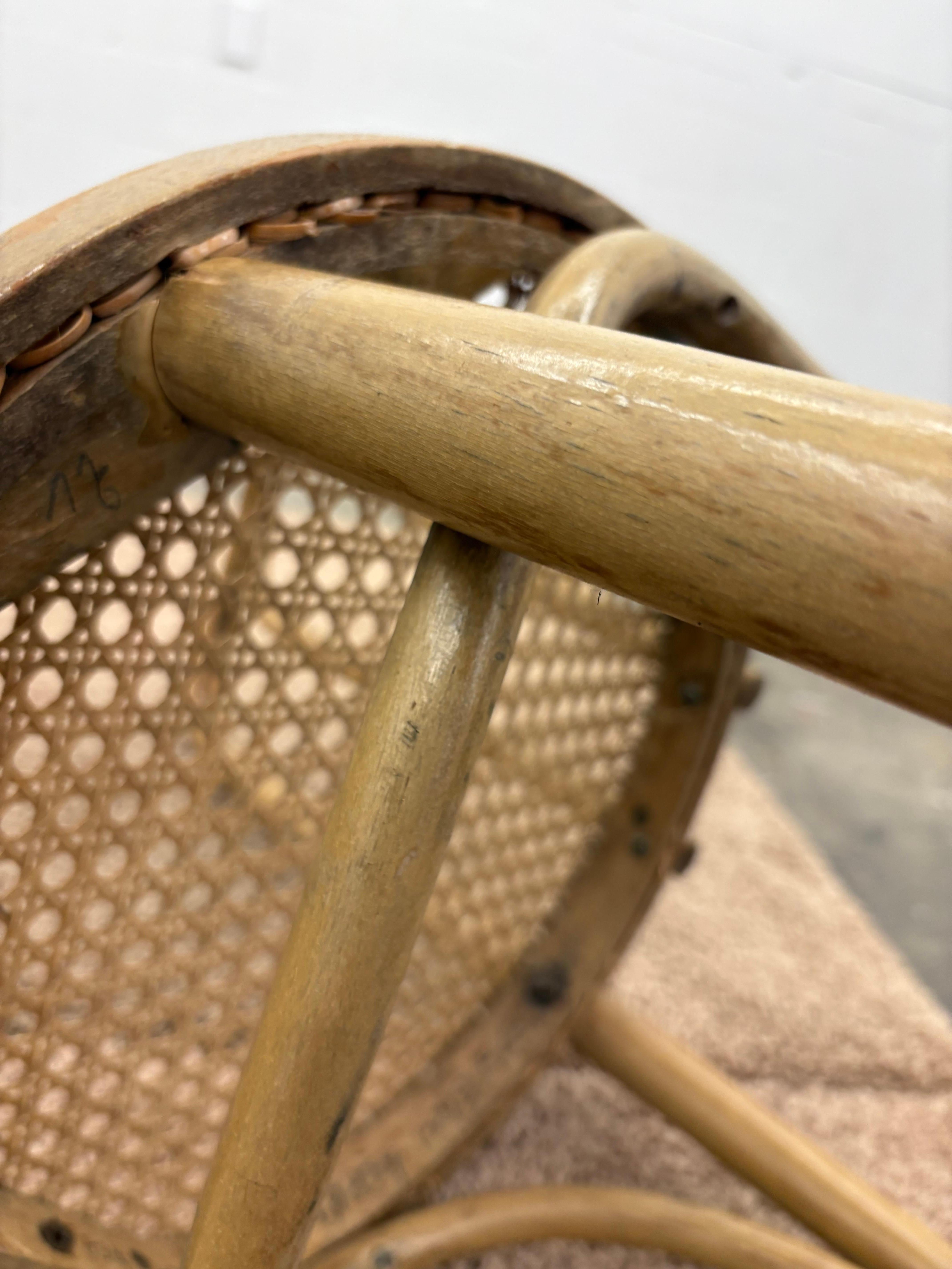 Vintage Thonet Bistro Cafe Dining Chair Bentwood and Cane attributed to Thonet 2