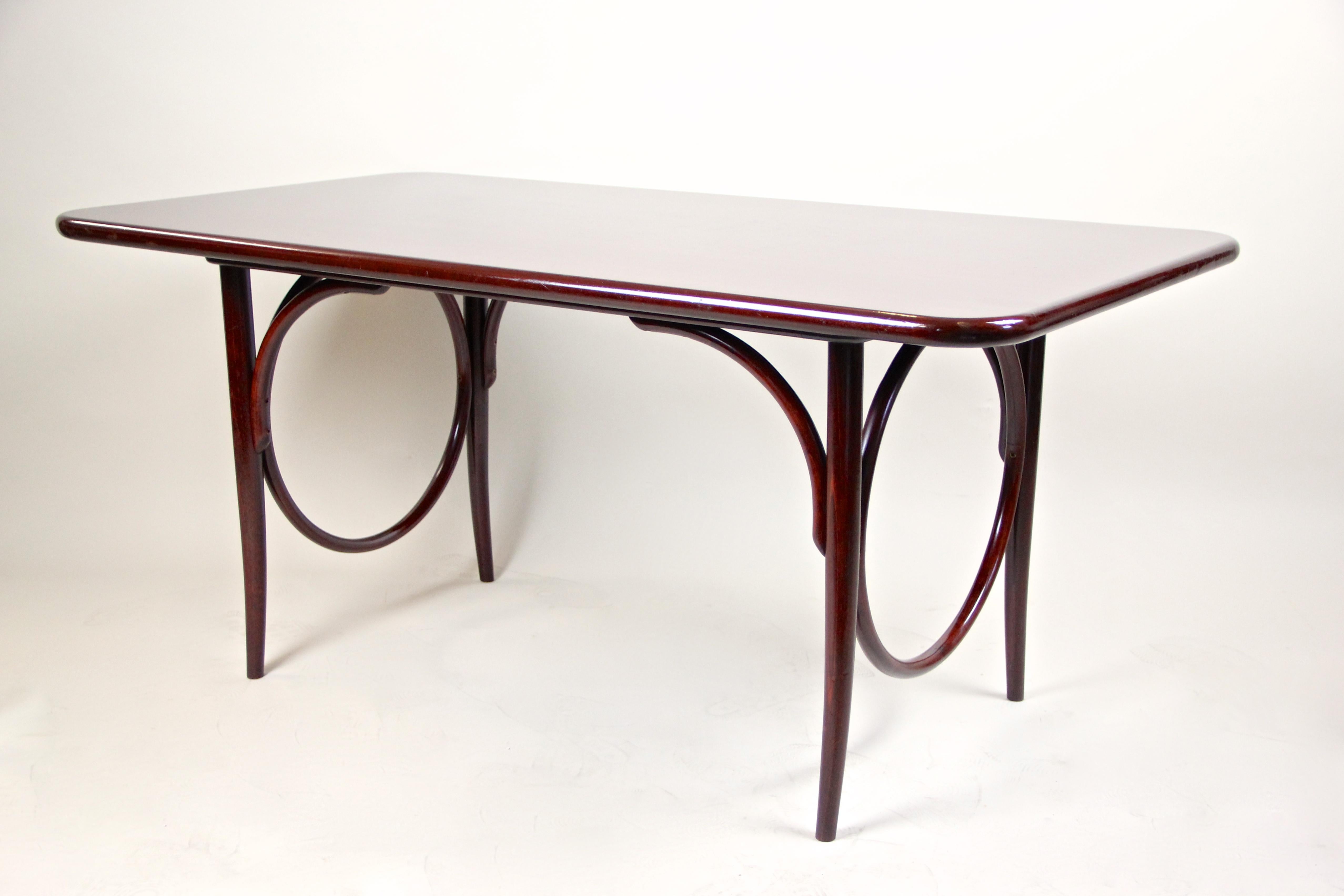 Stained Vintage Thonet Sofa Table with Ring Design, Austria, circa 1970 For Sale