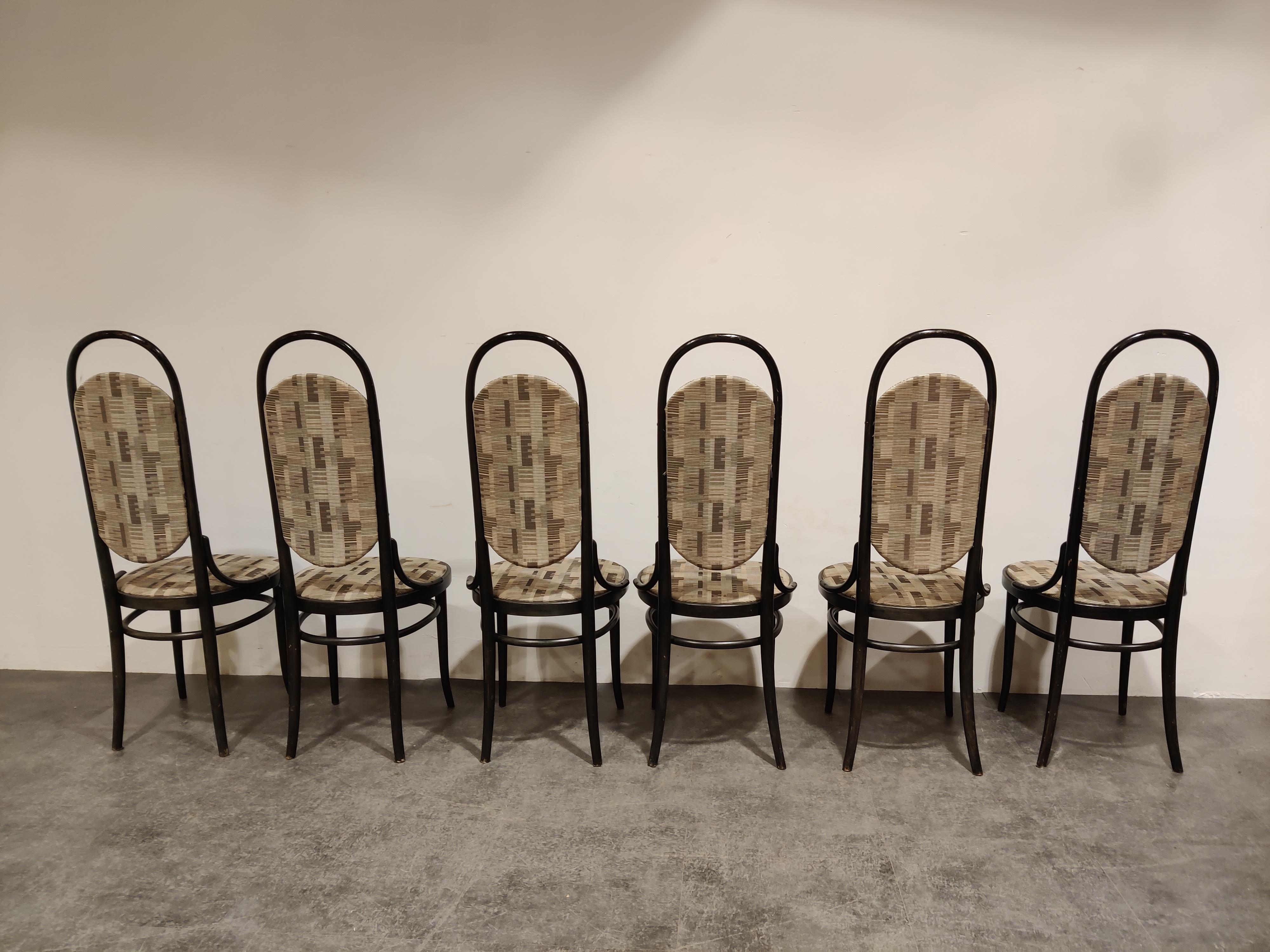 Vintage Thonet Style Bentwood High Back Dining Chairs, 1960s In Good Condition In Leuven, Vlaams Gewest