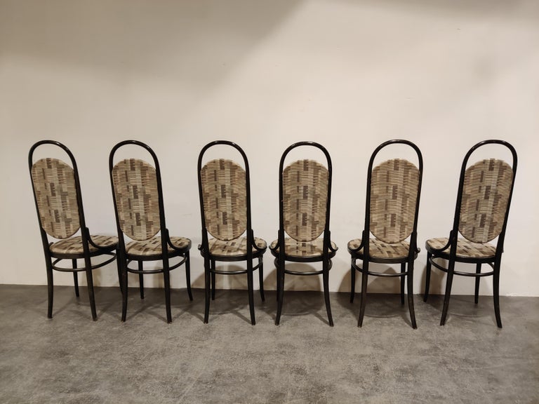 Vintage Thonet Style Bentwood High Back Dining Chairs, 1960s In Good Condition In Ottenburg, BE