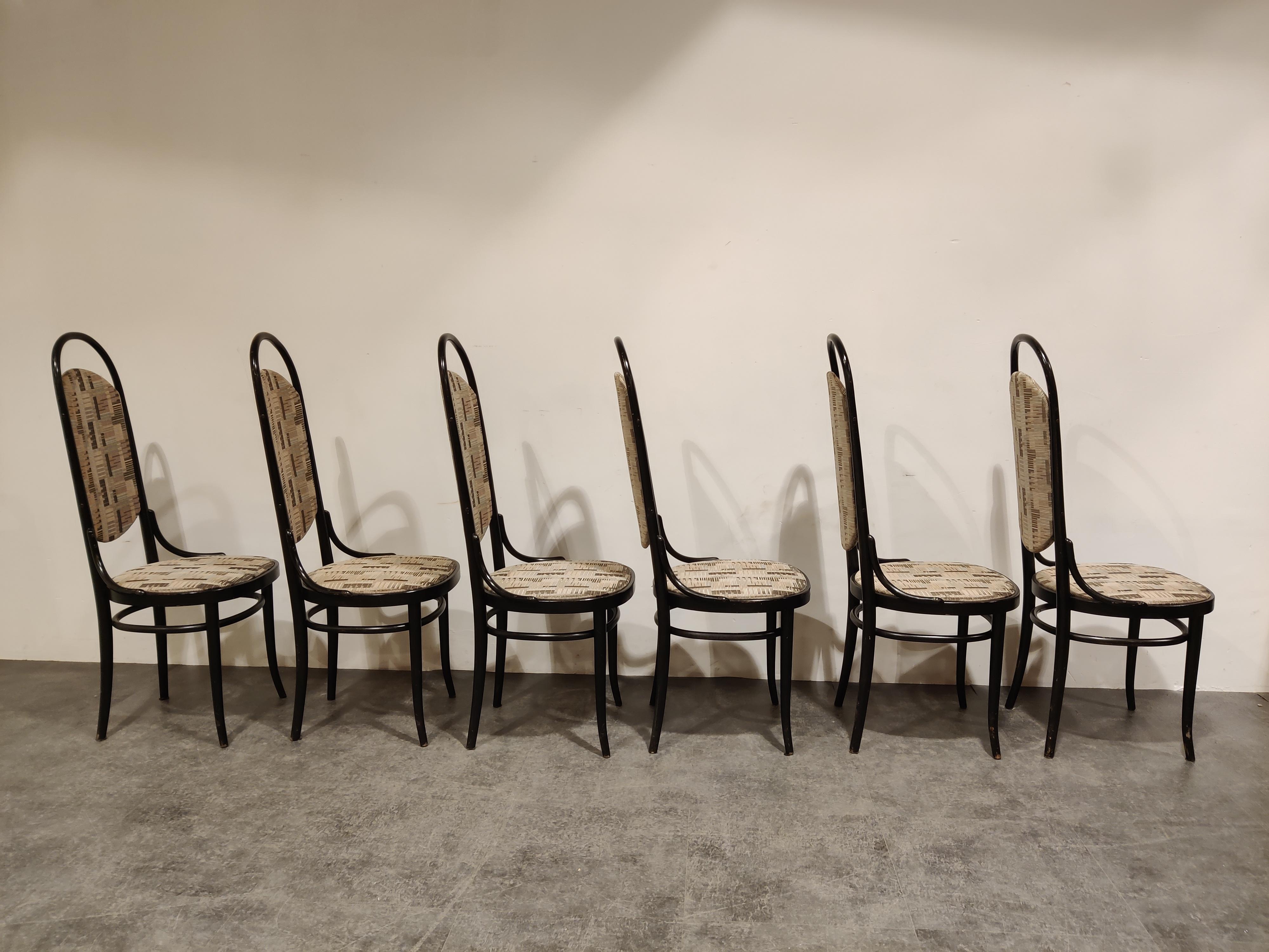 Mid-20th Century Vintage Thonet Style Bentwood High Back Dining Chairs, 1960s