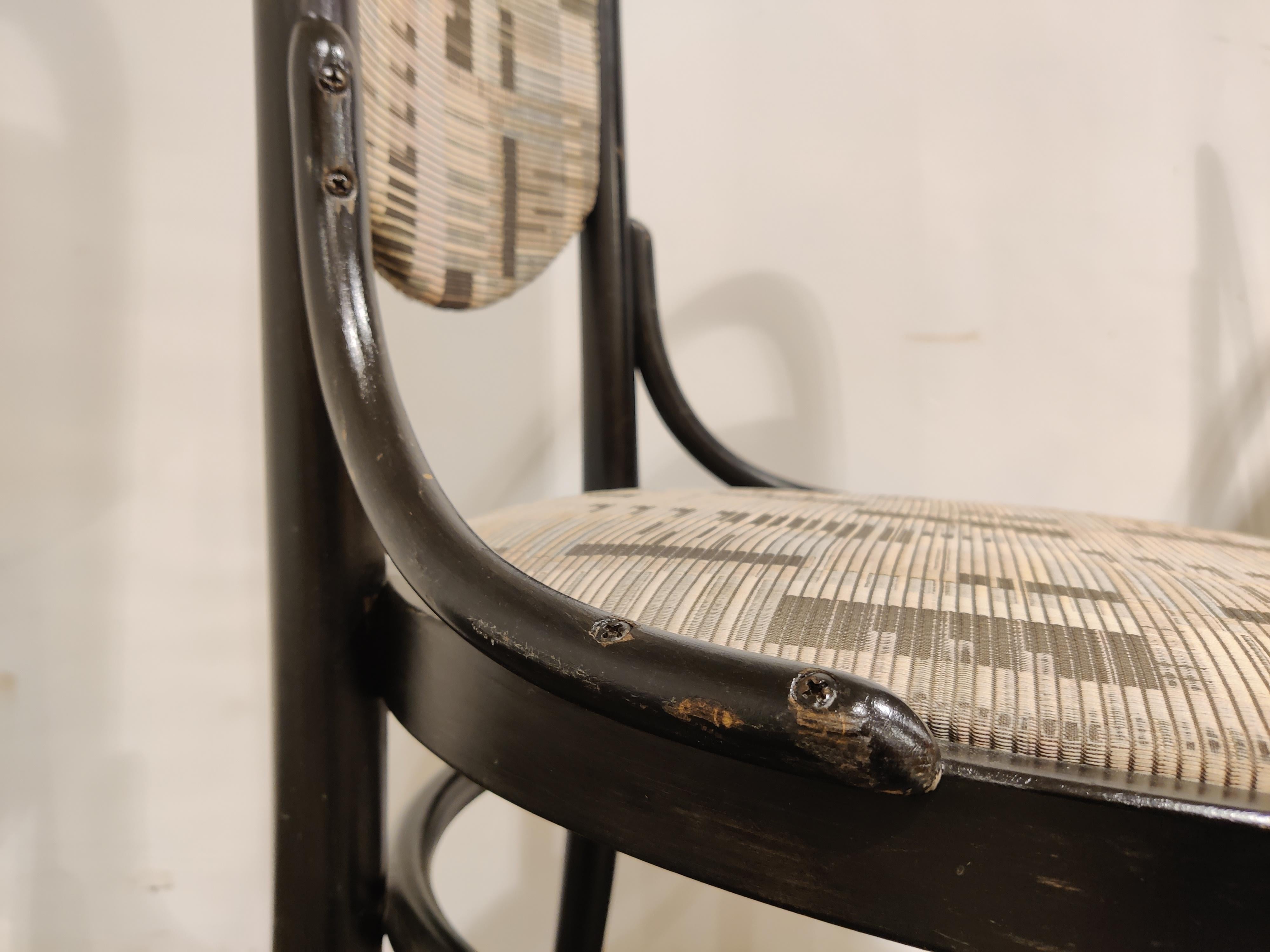 Fabric Vintage Thonet Style Bentwood High Back Dining Chairs, 1960s