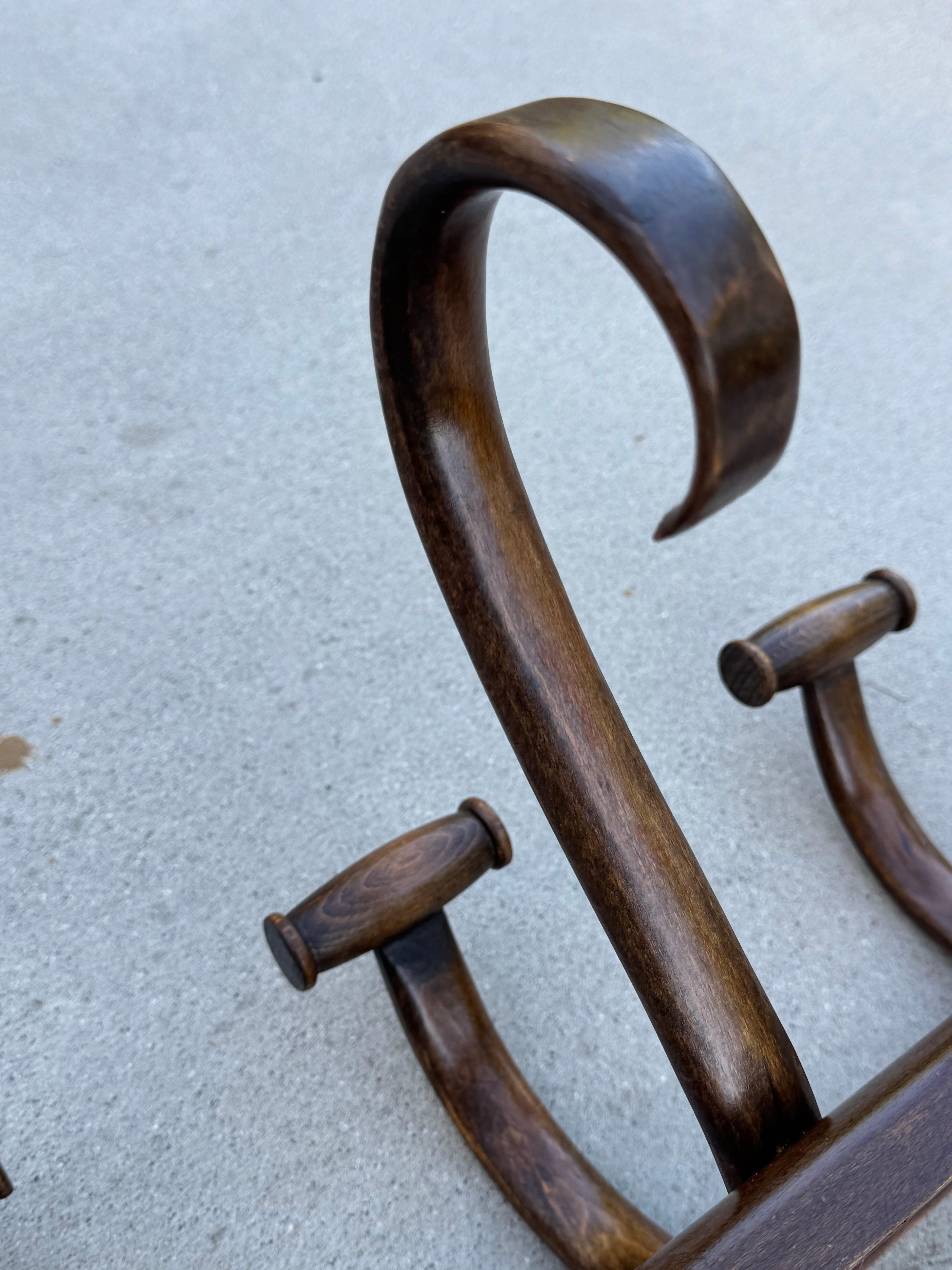 Appendiabiti da parete in legno curvato in stile Thonet con ganci curvi, 20° secolo in vendita 10