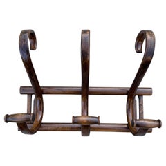 Vintage Thonet Style Bentwood Wall Coat Rack with Curved Hooks, 20th Century