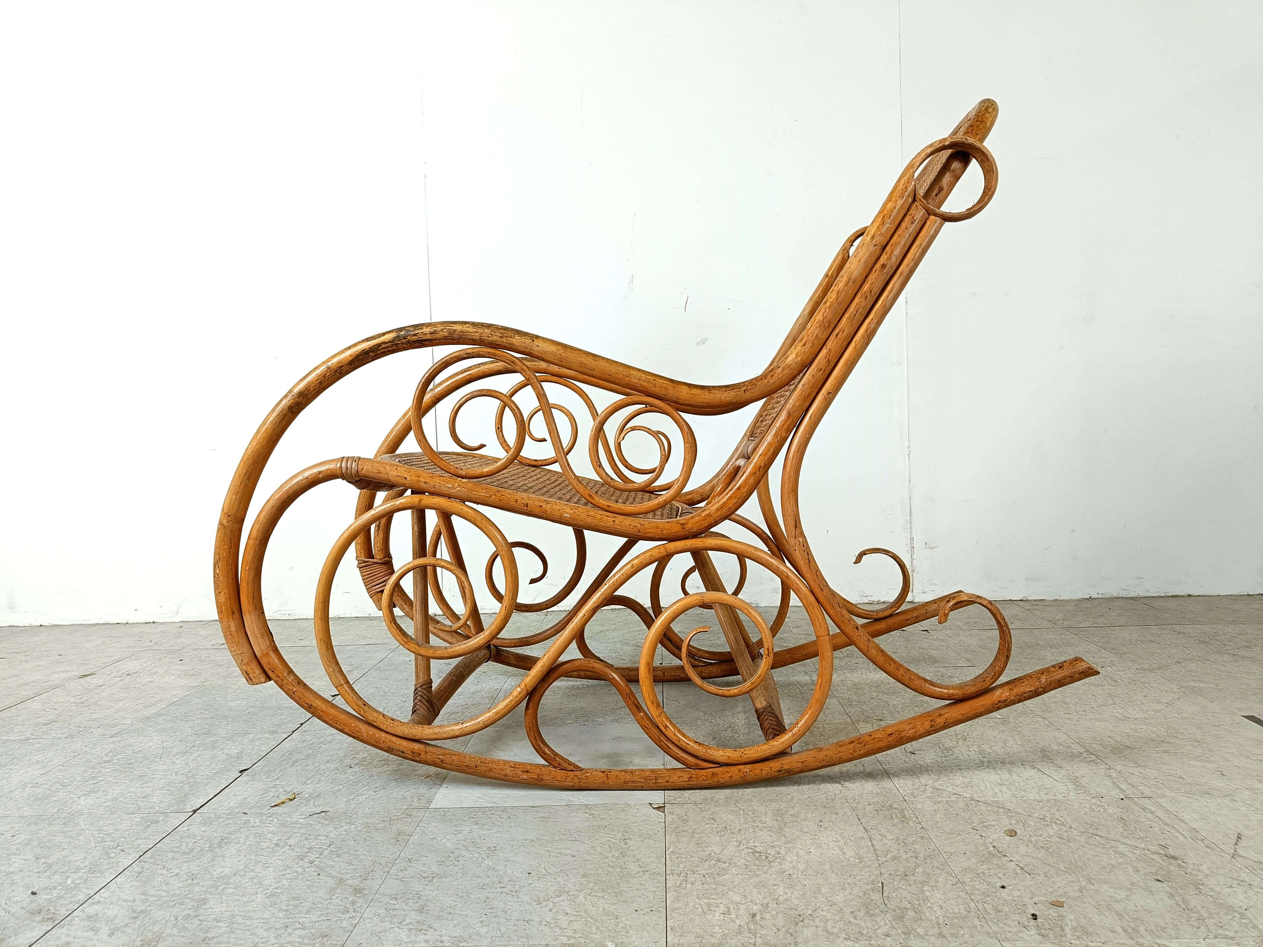 Belgian Vintage thonet style rocking chair, 1950s For Sale