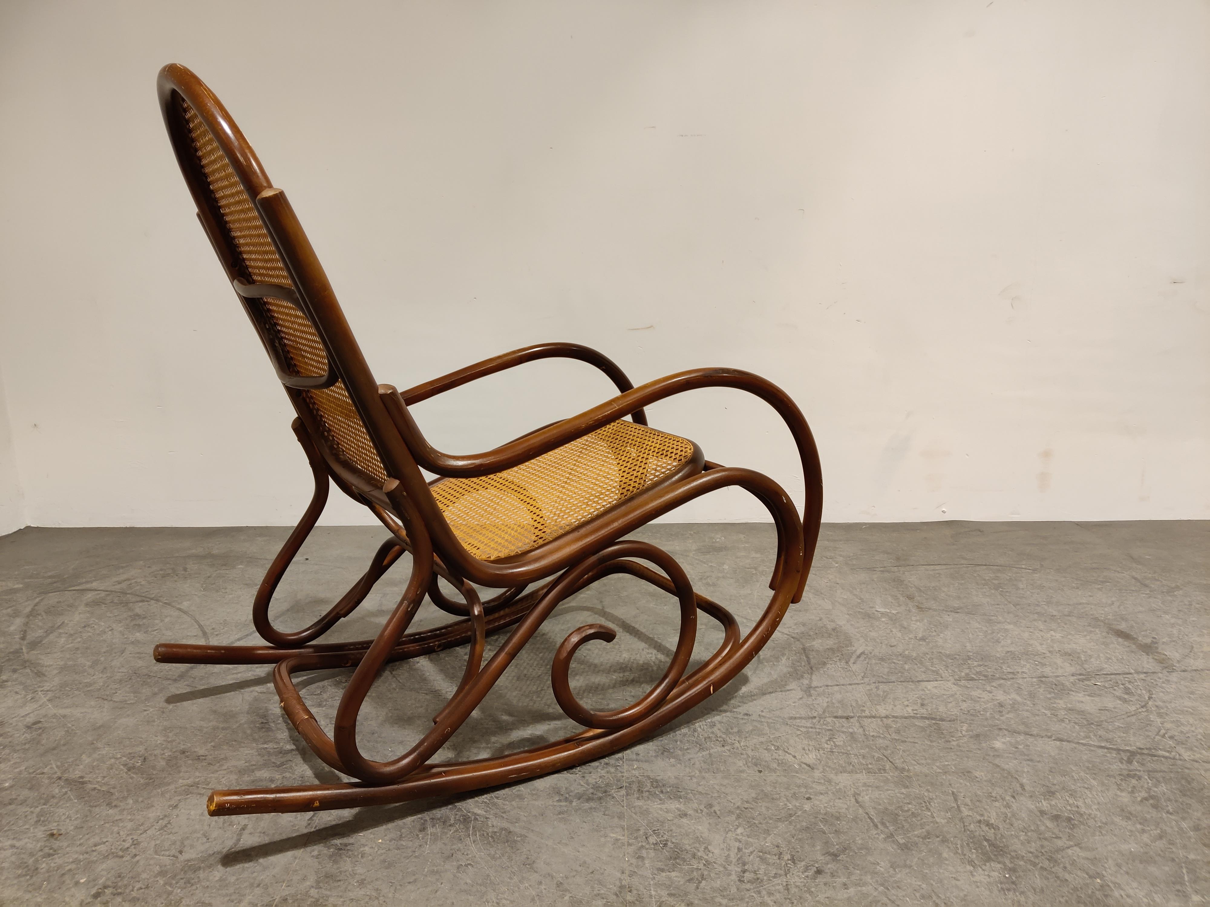 Mid-20th Century Vintage Thonet Style Rocking Chair, 1950s