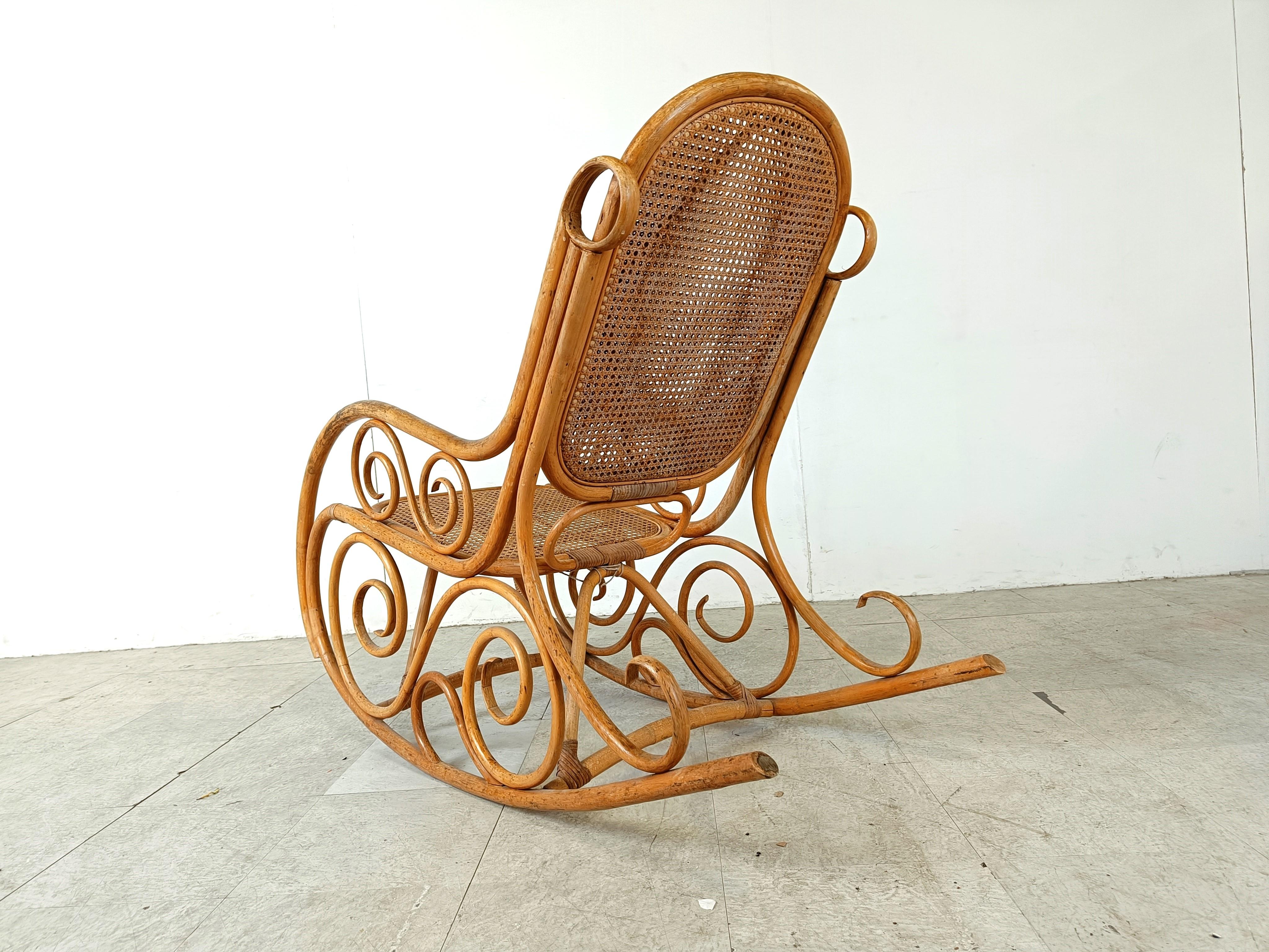 Mid-20th Century Vintage thonet style rocking chair, 1950s For Sale