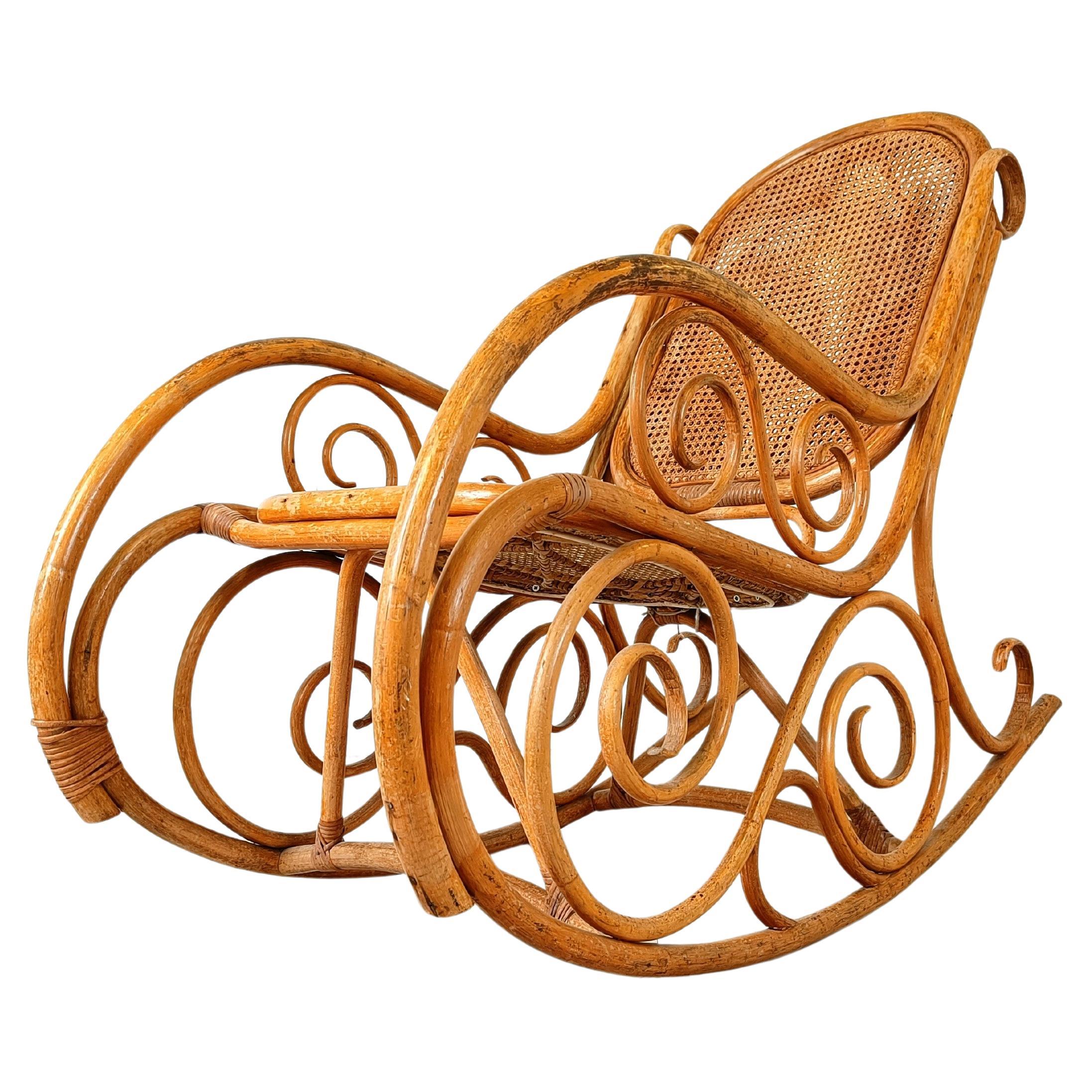 Vintage thonet style rocking chair, 1950s
