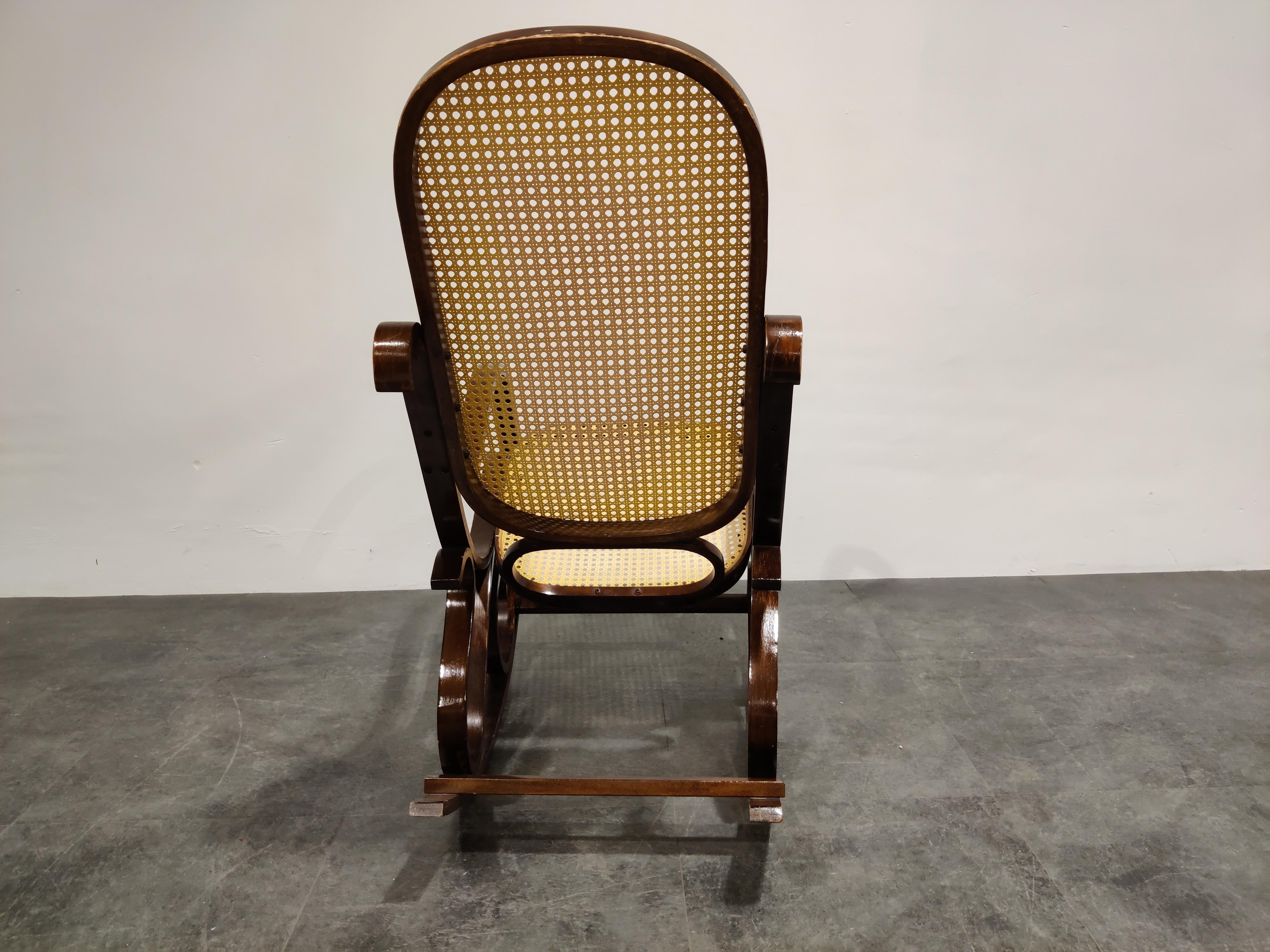 Cane Vintage Thonet Style Rocking Chair, 1960s