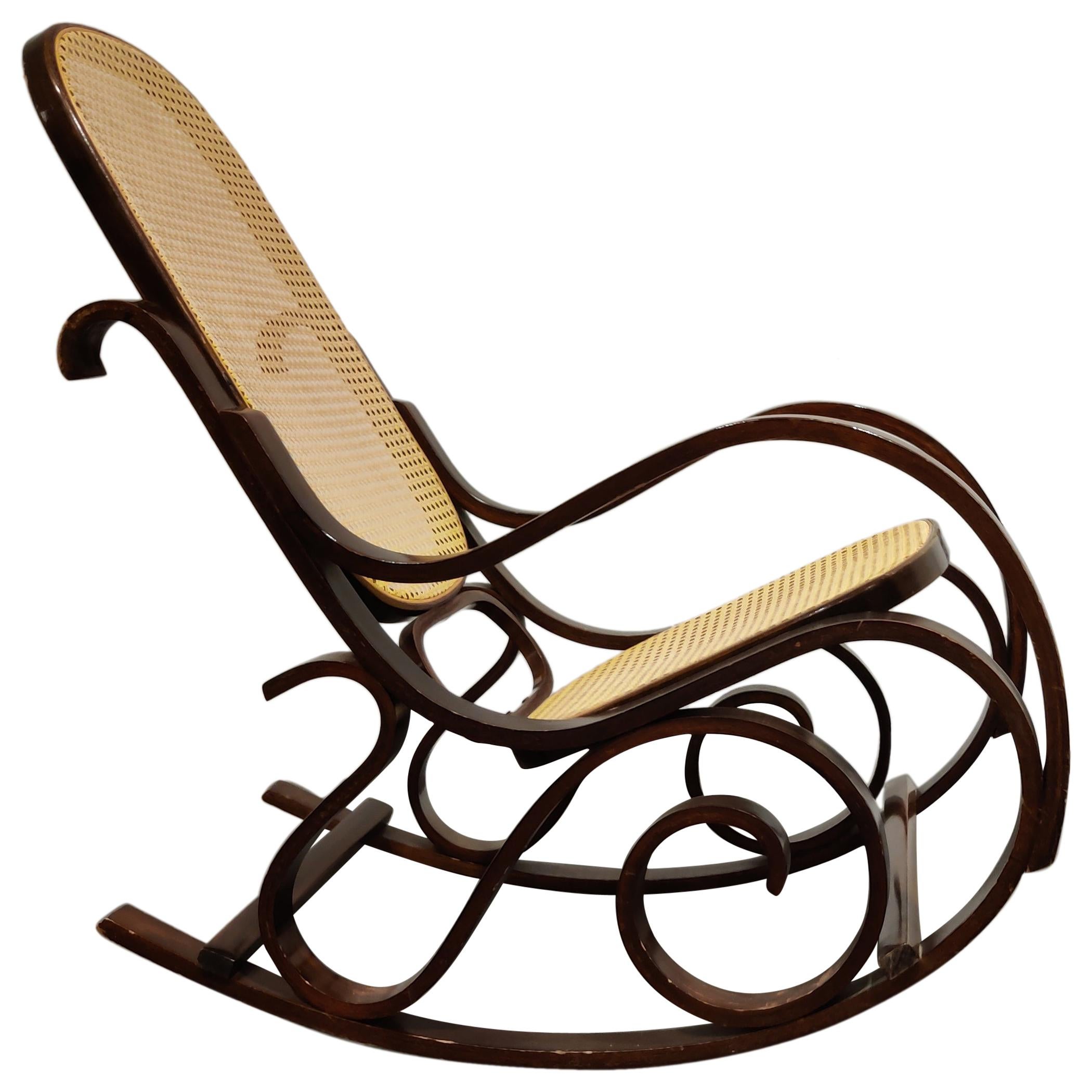 Vintage Thonet Style Rocking Chair, 1960s