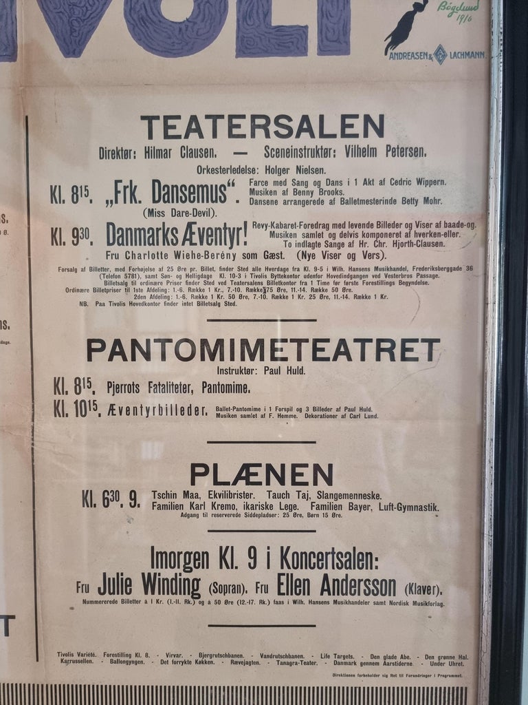 Vintage Thor Bøgelund Tivoli Exhibition Poster, Danmark, 1916 For Sale at  1stDibs