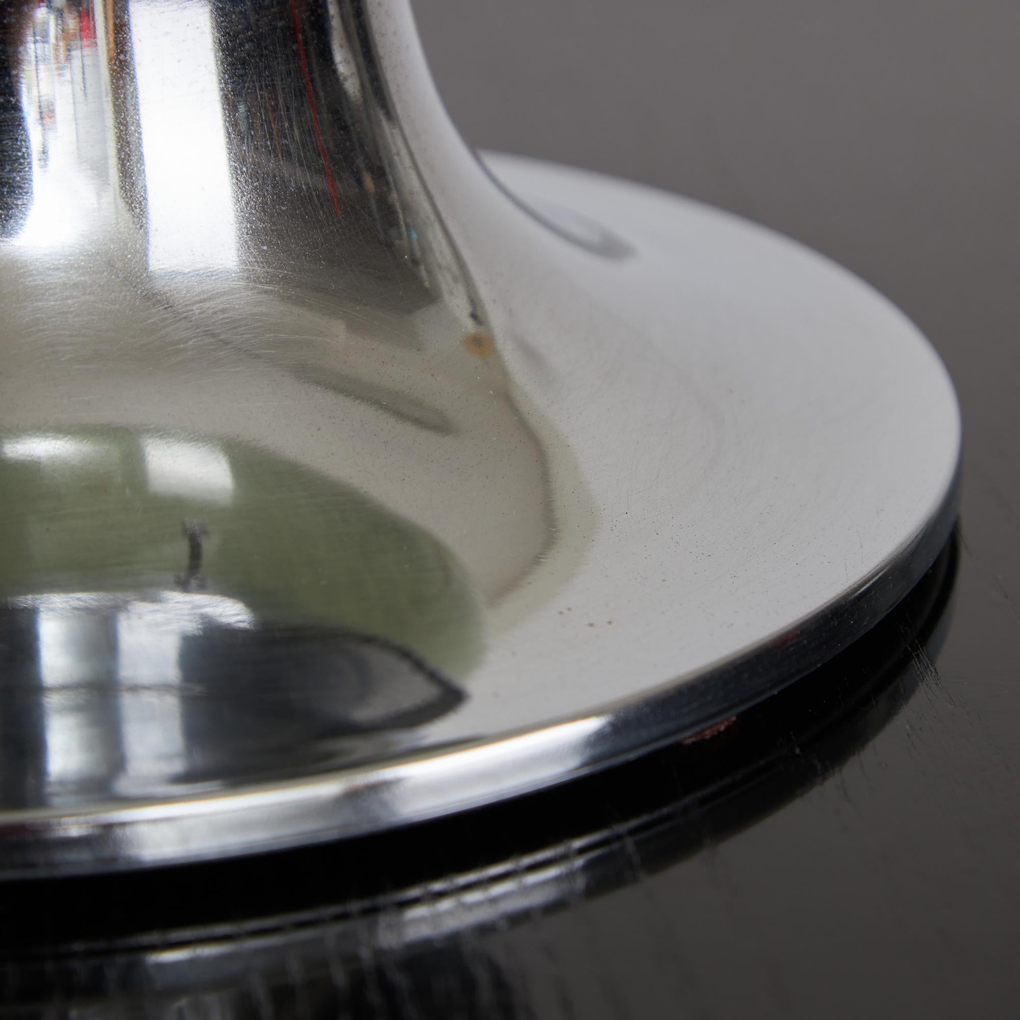 Vintage Three-Bulb Glass Globe and Chrome Table Lamp For Sale 8