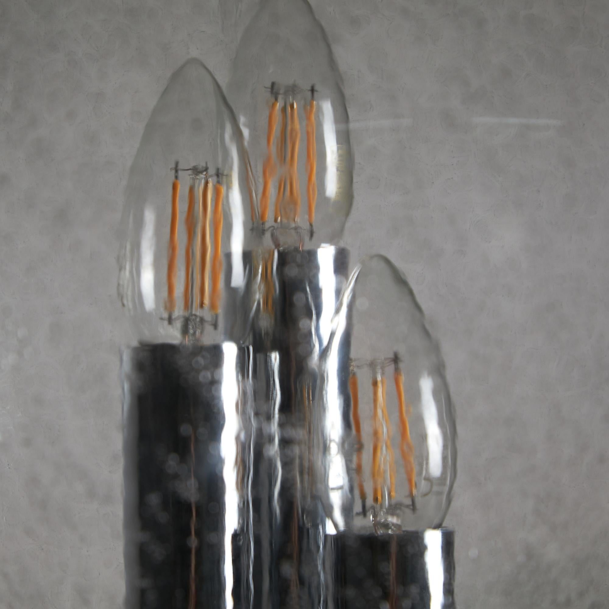 Vintage Three-Bulb Glass Globe and Chrome Table Lamp For Sale 1