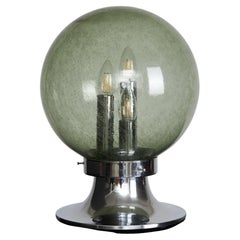 Dreiflammige Vintage-Tischlampe aus Glaskugeln und Chrom